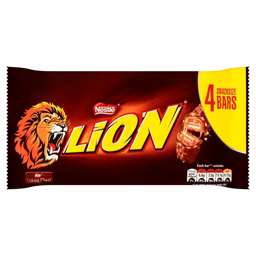 Lion Milk Chocolate Snacksize Bar 4 Pack Multipack 120g (Box of 10)