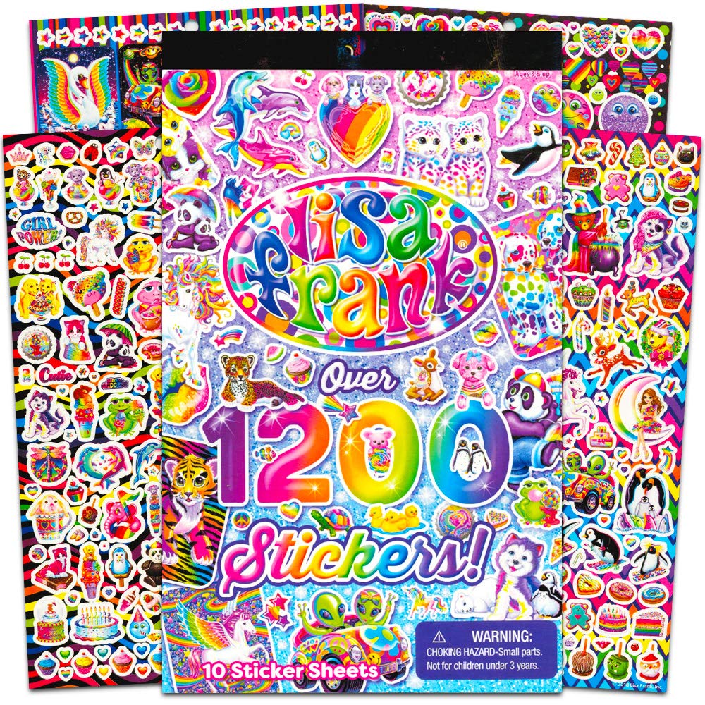 Lisa Frank 1200 Sticker Tablet Book – 10 Pages of Collectible Stickers for Crafts & Scrapbooking
