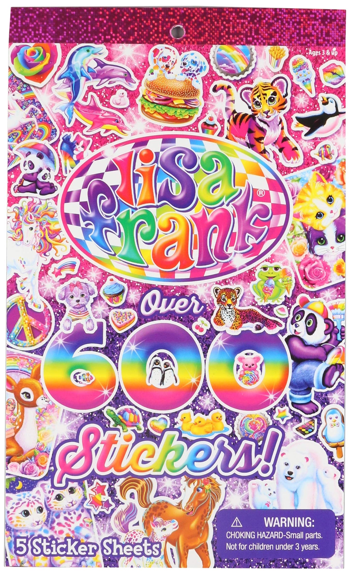 Lisa Frank Over 600 Stickers (Original Version) – 5 Sheets, 8 x 11 in, All Ages