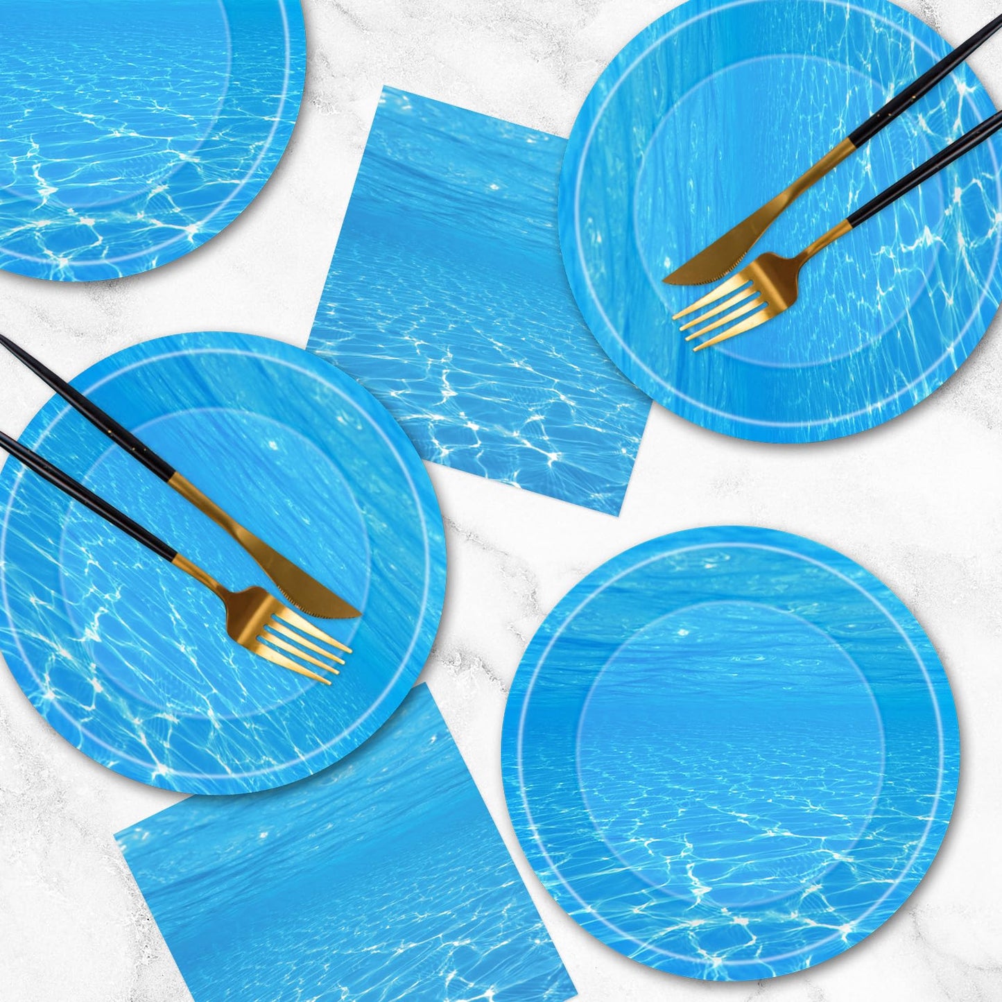 Litmitfu Ocean Plates & Napkins Set – 40 Pack for Beach Party, Disposable Dinnerware (Serves 20)