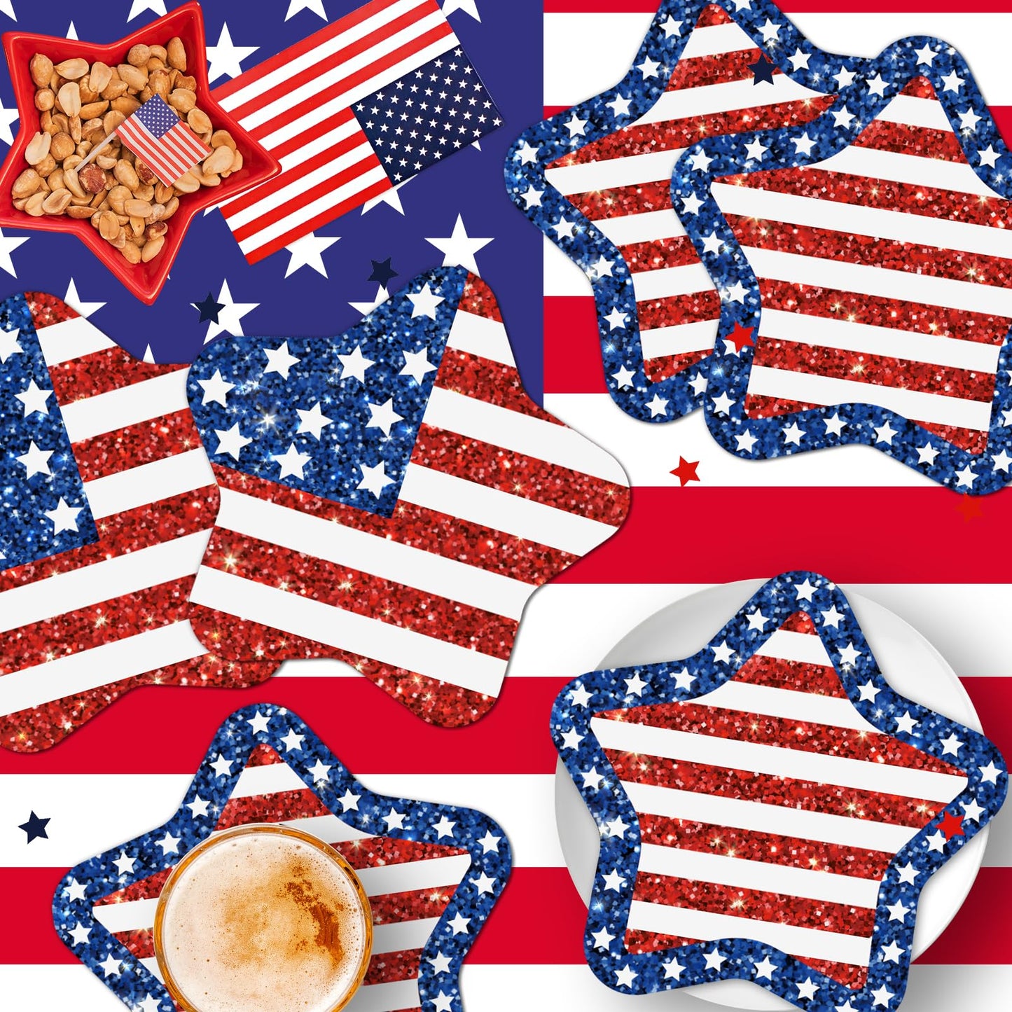 Litmitfu 40-Pack American Flag Napkins – 4th of July Party Essentials (13x13 Expanded)