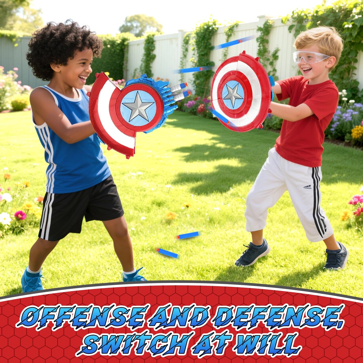 LITTCO Captain Shooting Shield – 20-Dart Foam Toy for Kids 6+ with Goggles & Target