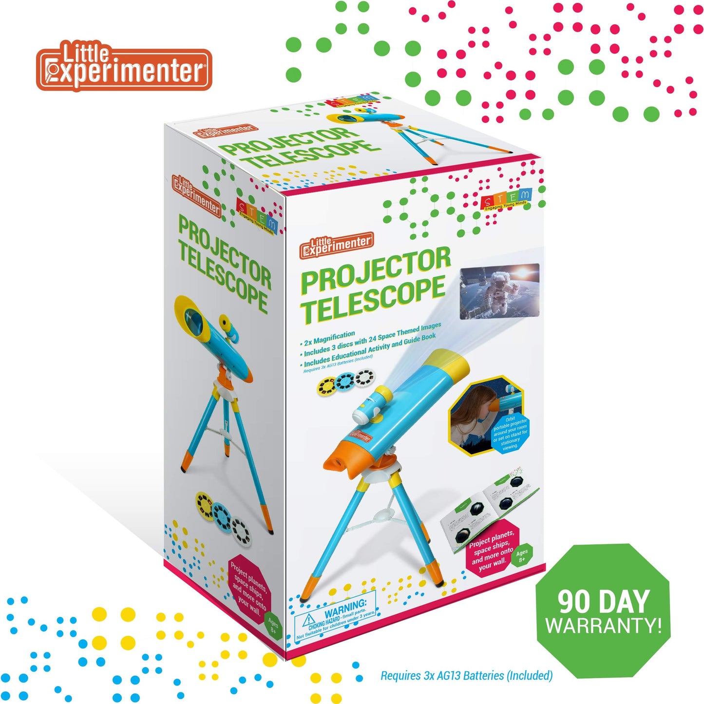 Little Experimenter Projector Telescope for Kids | 24 Space Images, Educational Book & STEM Toy