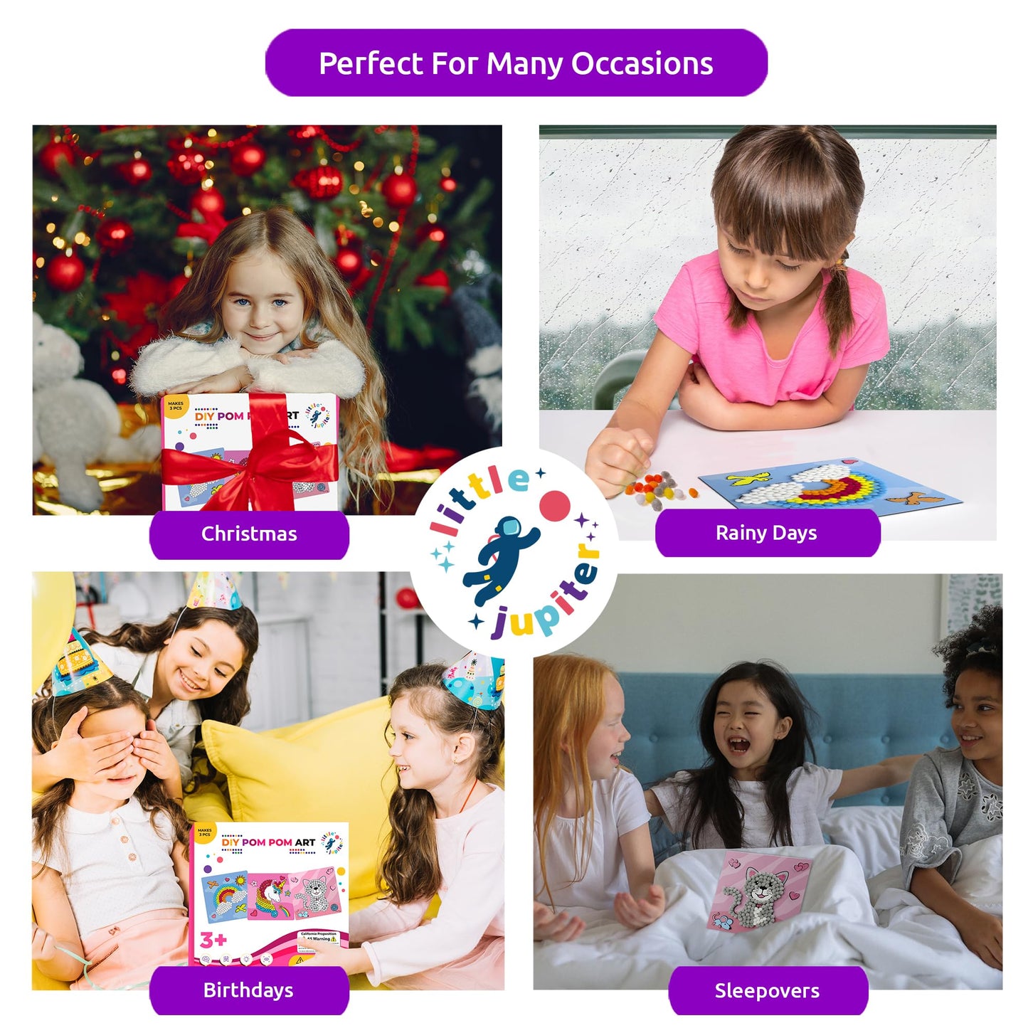 Little Jupiter DIY Pom Pom Art Kit – 10 Creative Projects for Kids Aged 3-5