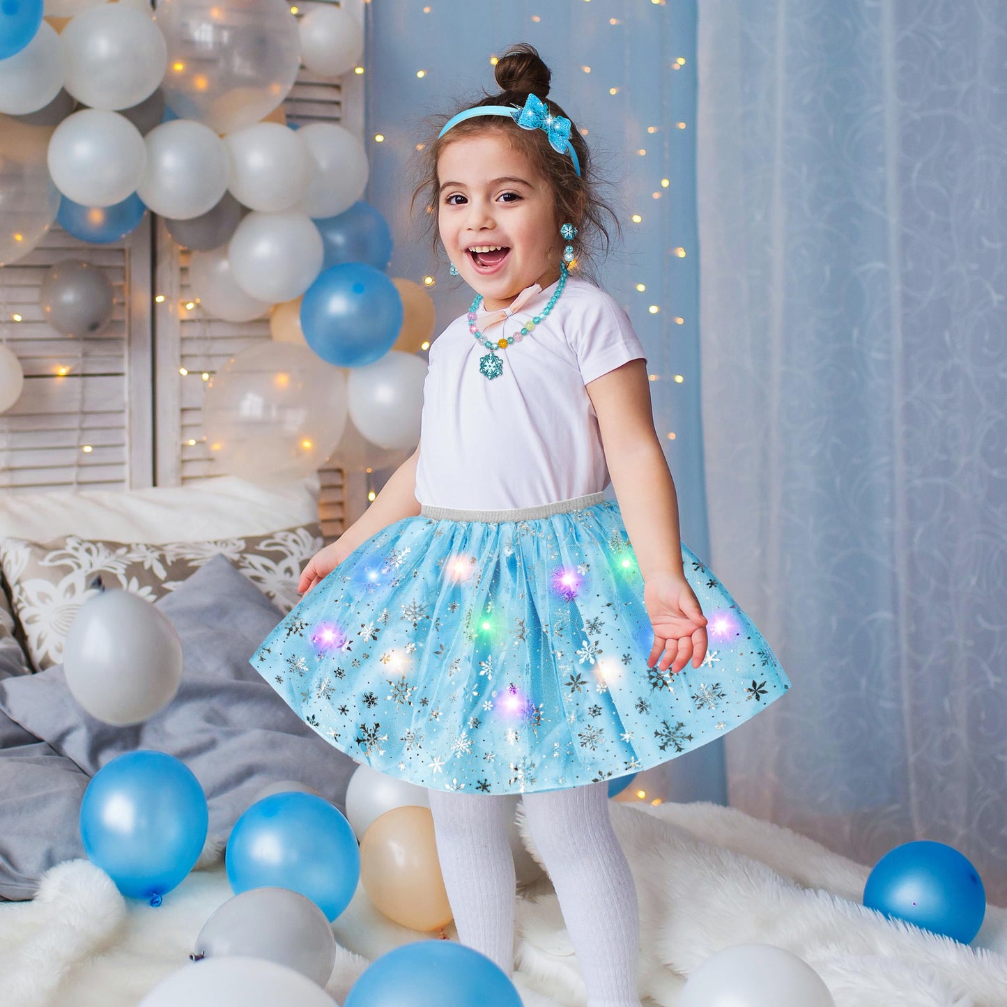 LJZJ Princess Dress Up Set for Girls - 3-Piece Costume with Shoes, Tiara & Jewelry (Ages 3-8)