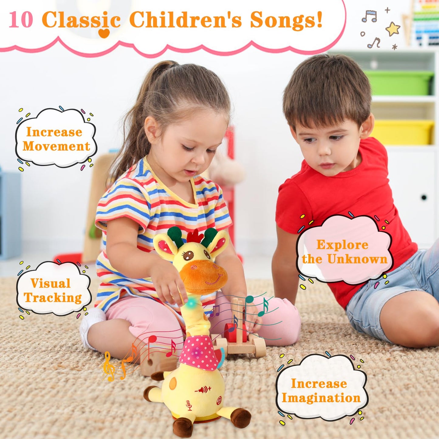 LLUKEME Dancing Giraffe Toy – Glowing Singing Giraffe Stuffed Animal for Babies & Toddlers