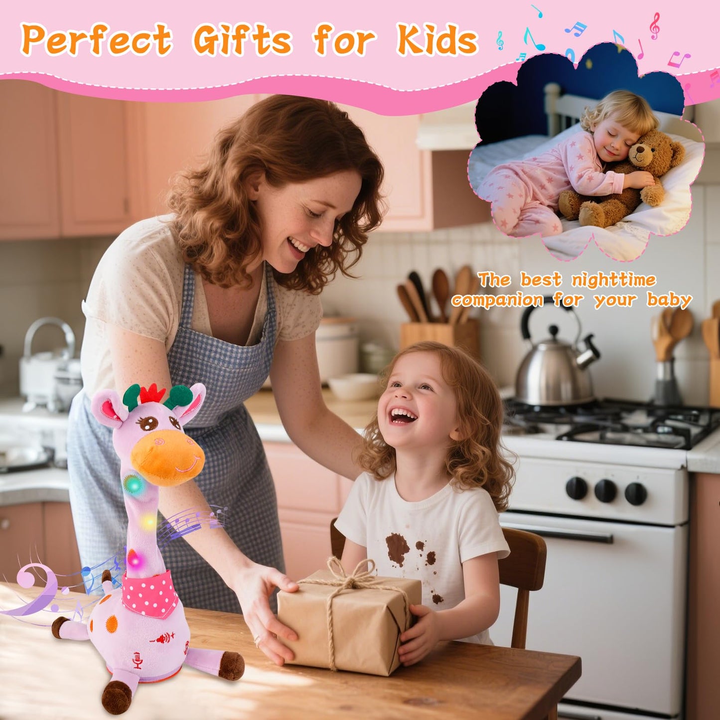 LLUKEME Dancing Talking Giraffe Toy – Interactive Plush for Toddlers 1-3