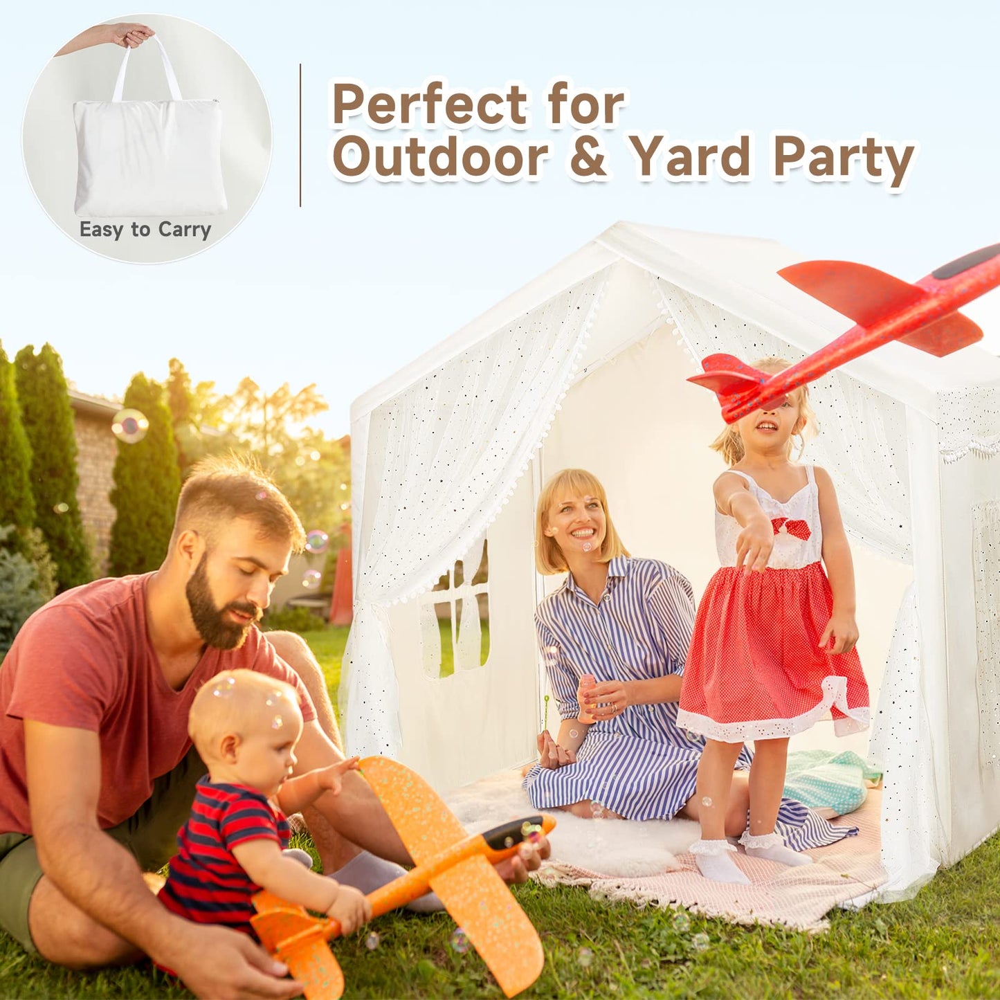 LOAOL Play Tent for Kids with Star Lights — Large Indoor/Outdoor Castle Tent