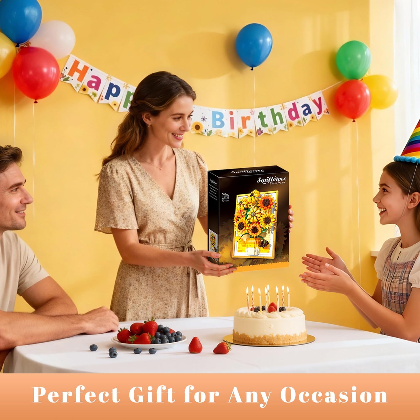 Lodikisbay Sunflower Frame Building Set – 1011Pcs 3D Brick Art for Wall or Table Decor