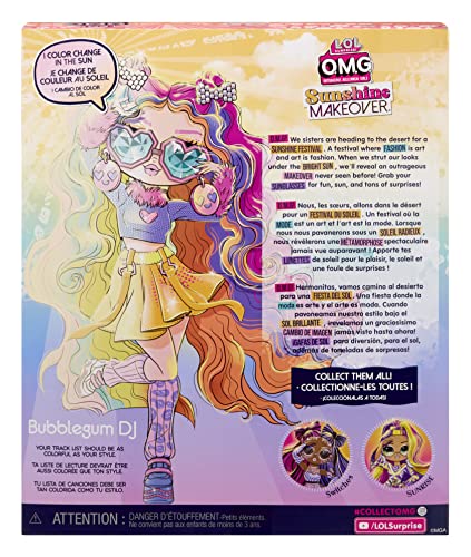 L.O.L. Surprise! OMG Sunshine Color Change Bubblegum DJ – Color Change Hair & Fashion Doll