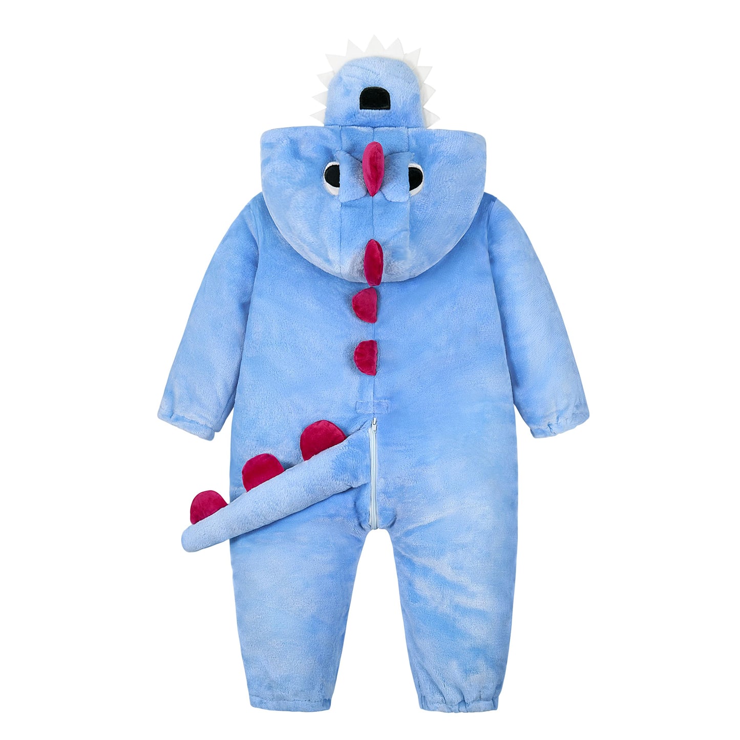 LOLANTA Toddler Dinosaur Costume Hoodie Onesie (3-3.5Y, Blue) – Soft Flannel, 2-Way Zip