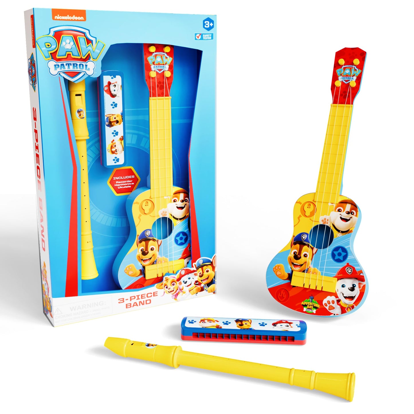 Lollipop Paw Patrol Adventure 3-Piece Band Set: Harmonica, Ukulele & Flute for Toddlers