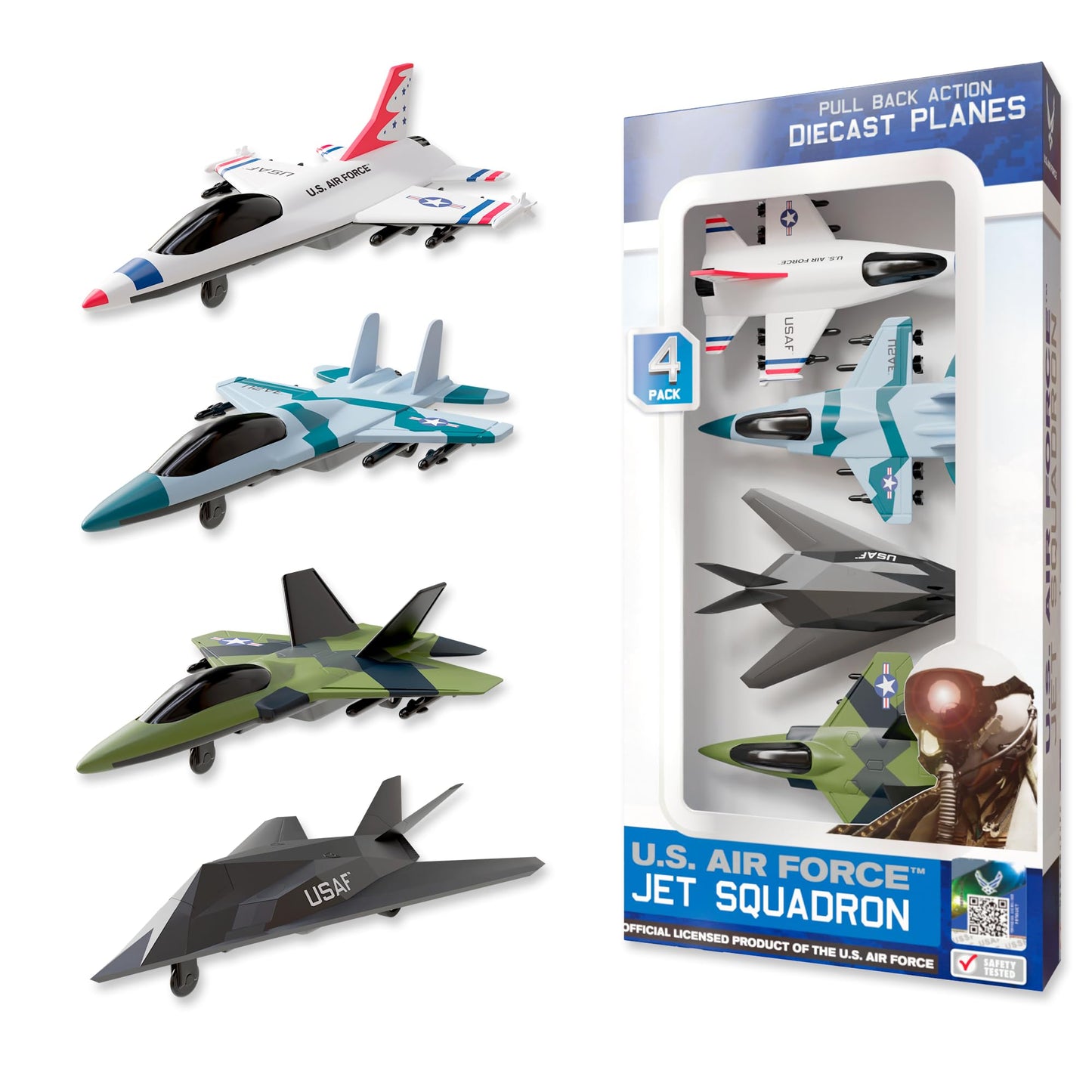 Lollipop United States Air Force 4-Pack Die Cast Jets – Pull-Back Fighter Planes