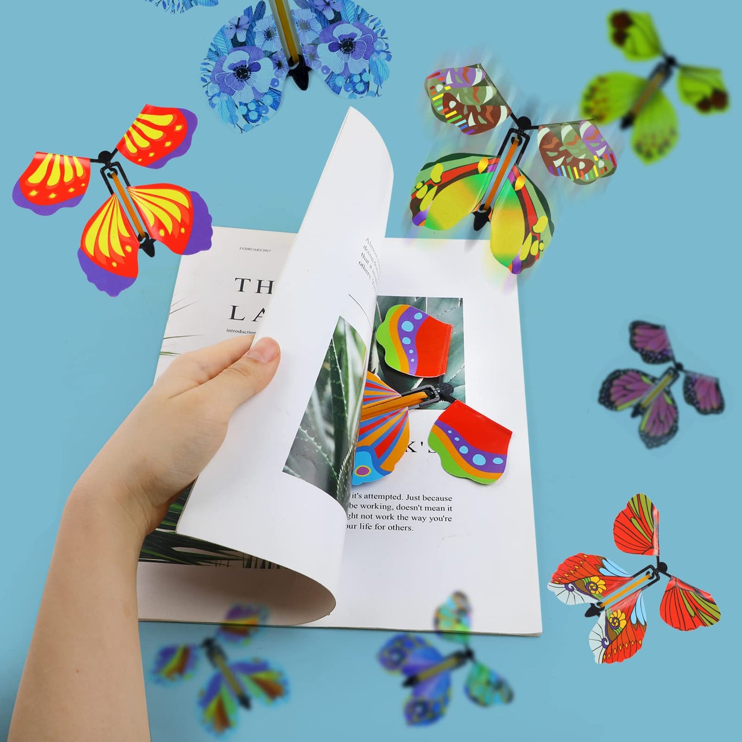 LOMIMOS 20Pcs Flying Butterfly Toys – Wind-Up Kids Gift for Parties (20 Styles)
