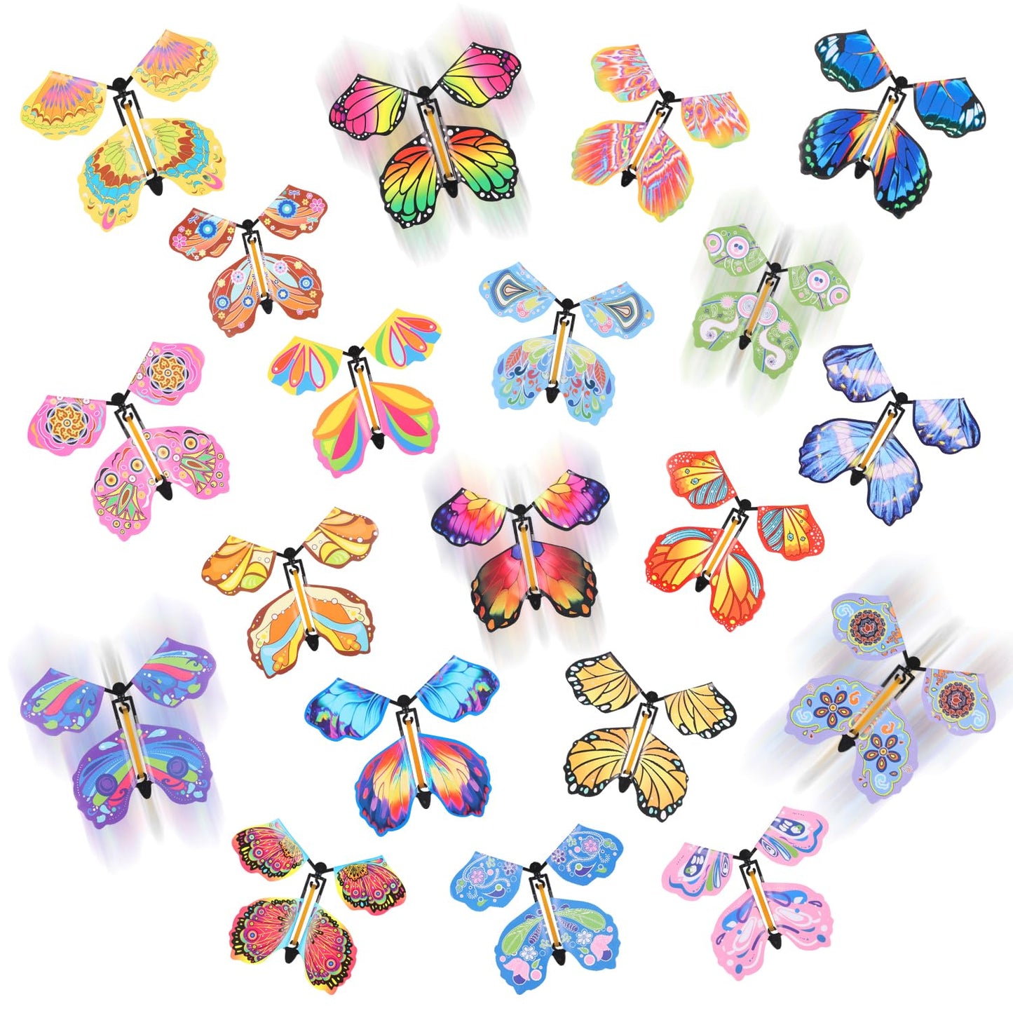 LOMIMOS 20PCS Magic Flying Butterflies - Wind-Up Toys for Kids (20 Styles)