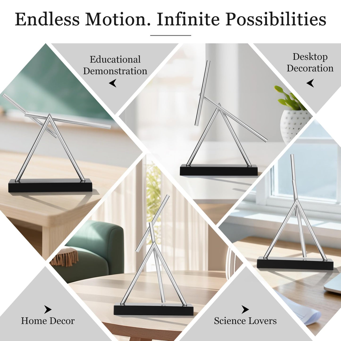 Lonsge Kinetic Energy Sculpture – Desktop Perpetual Motion Desk Toy