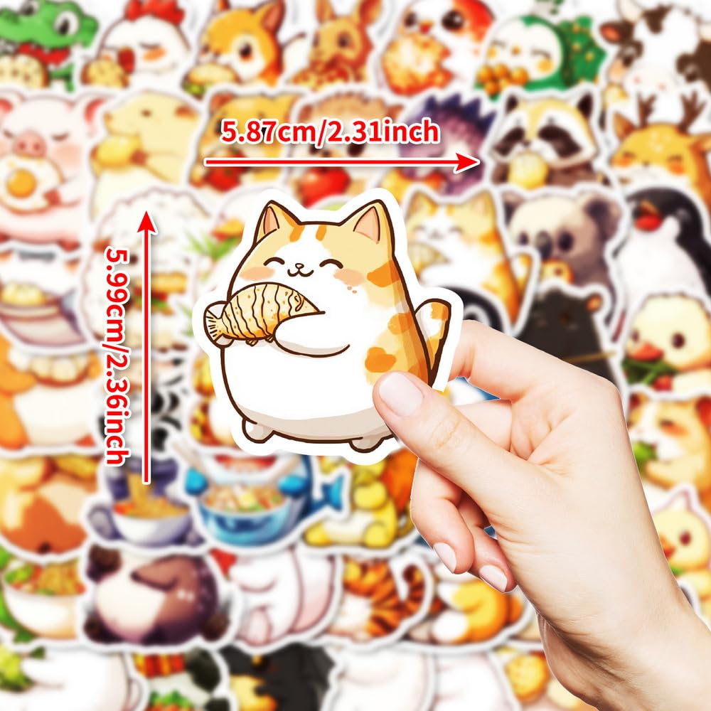 LOOGFDC 50 Pcs Cute Animal Stickers – Waterproof Vinyl, Die-Cut, Multicolor for Water Bottles, Laptops & Scrapbooks