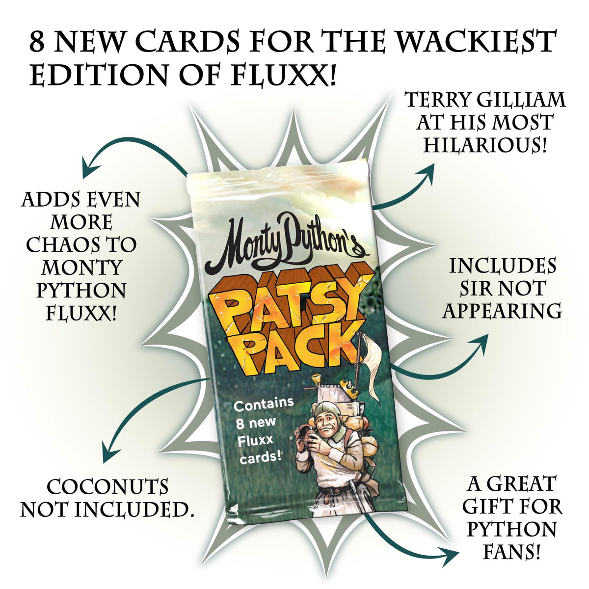 Looney Labs Monty Python Patsy Pack Expansion for Fluxx – Monty Python Themed Card Game
