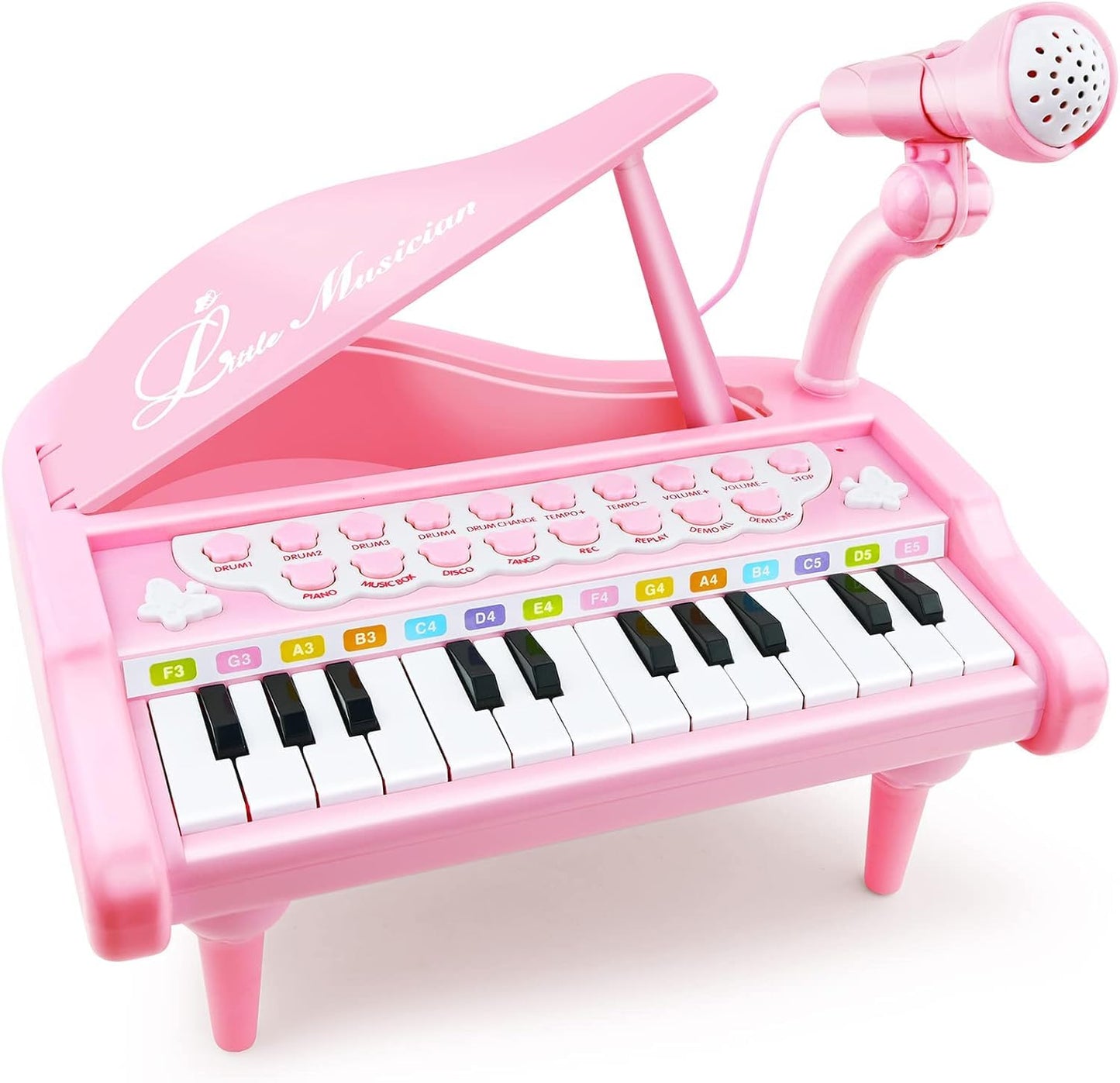 Love&Mini 24-Key Pink Piano Toy for Girls – Piano Keyboard with Microphone