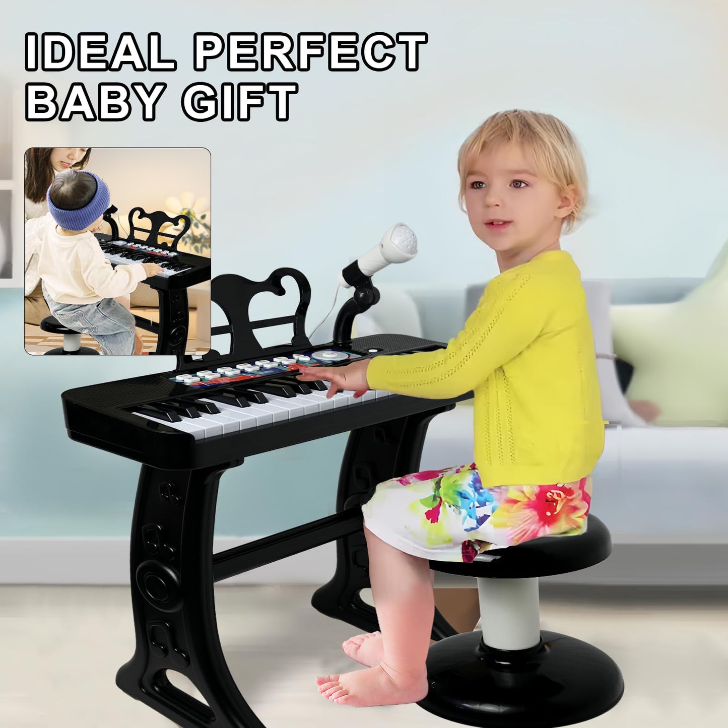 Love&Mini 37-Key Piano Toy for Kids (Ages 3-8) – Stand, Stool & Microphone