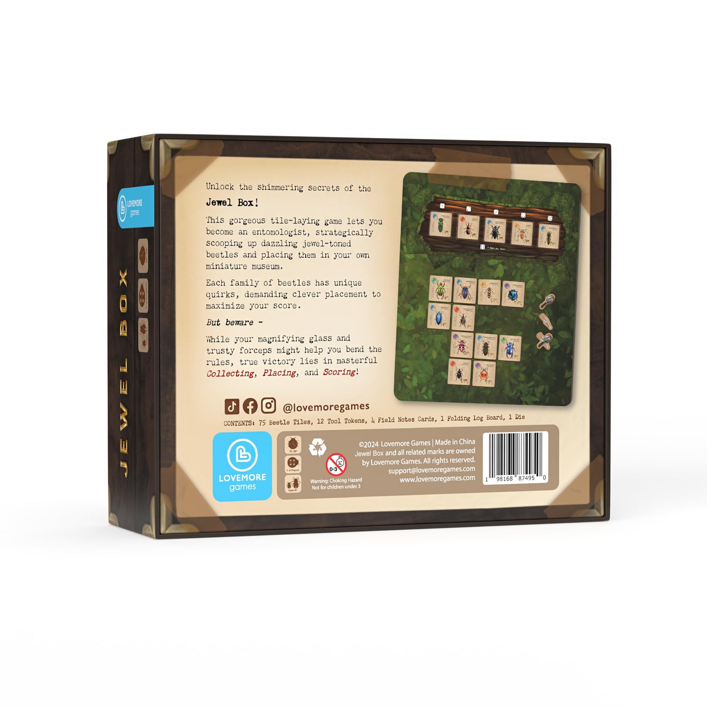 Lovemore Games Jewel Box: Family Strategy Board Game (1–4 players, 15–30 min, 75 unique beetles)
