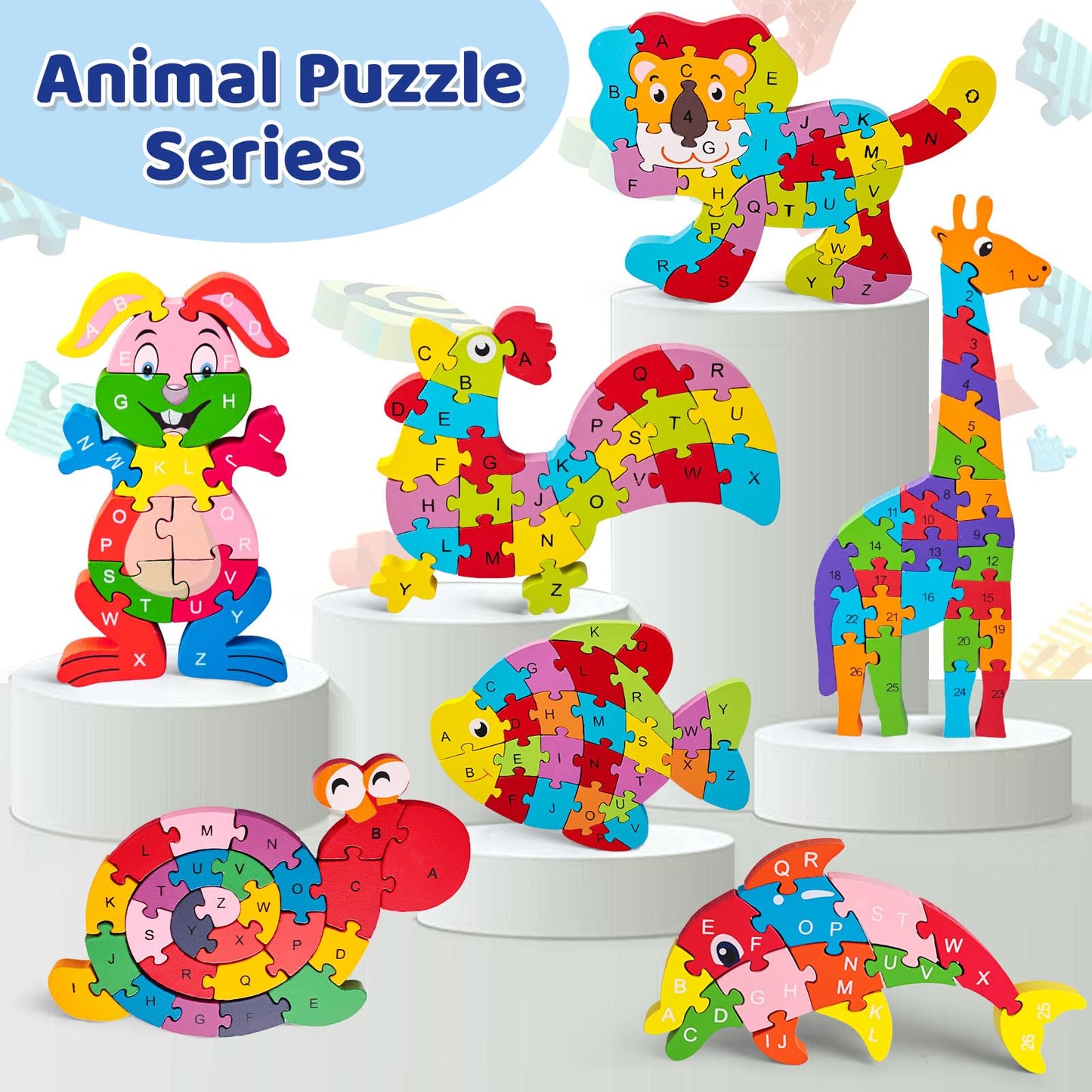LovesTown Double-Sided Rabbit Jigsaw – Alphabet & Numbers Wooden Puzzle for Toddlers
