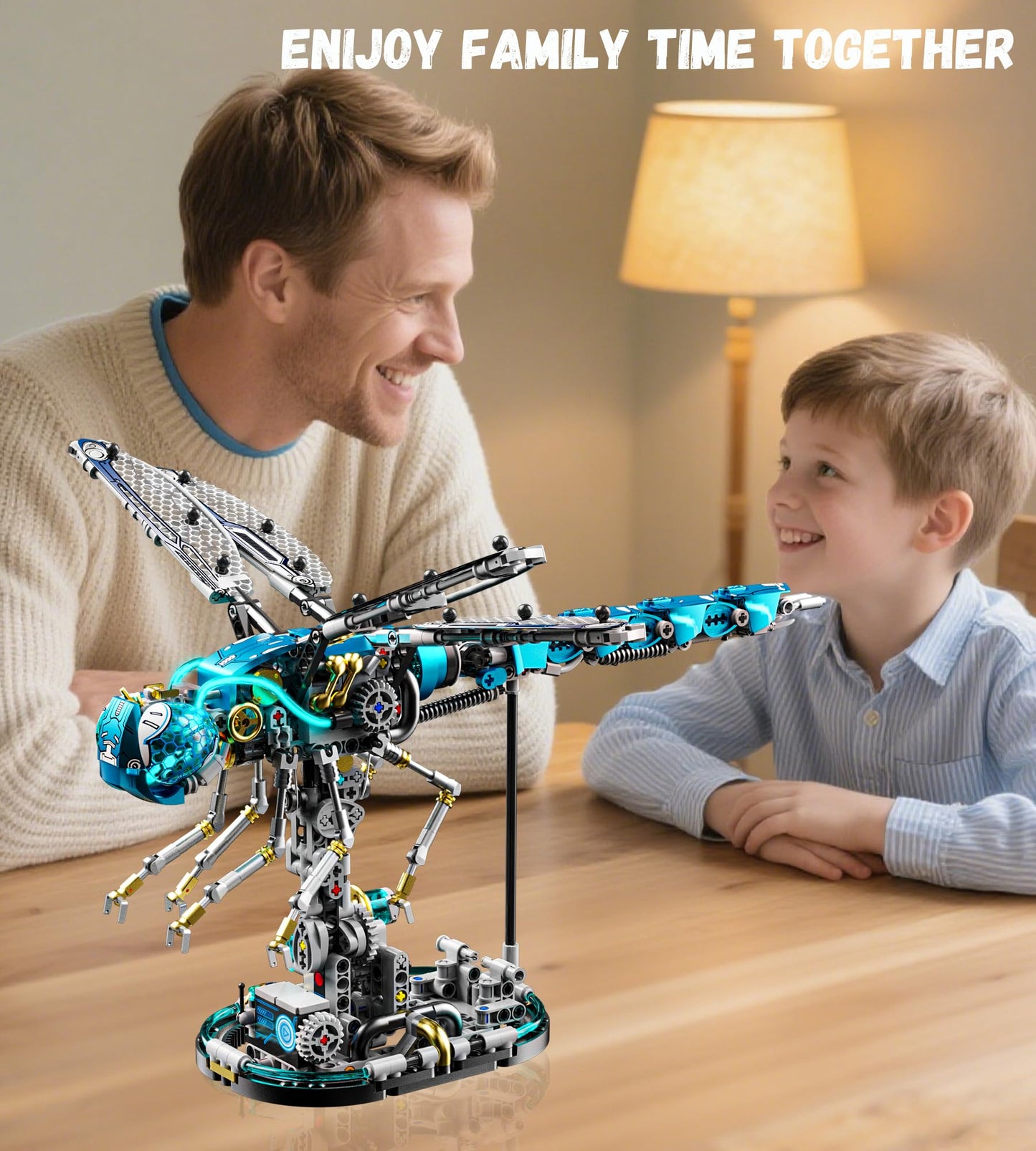 Loyratche Mechanical Dragonfly Building Blocks – 866Pcs, LEGO-Compat, LED Display Stand, STEM Toy for Teens & Adults