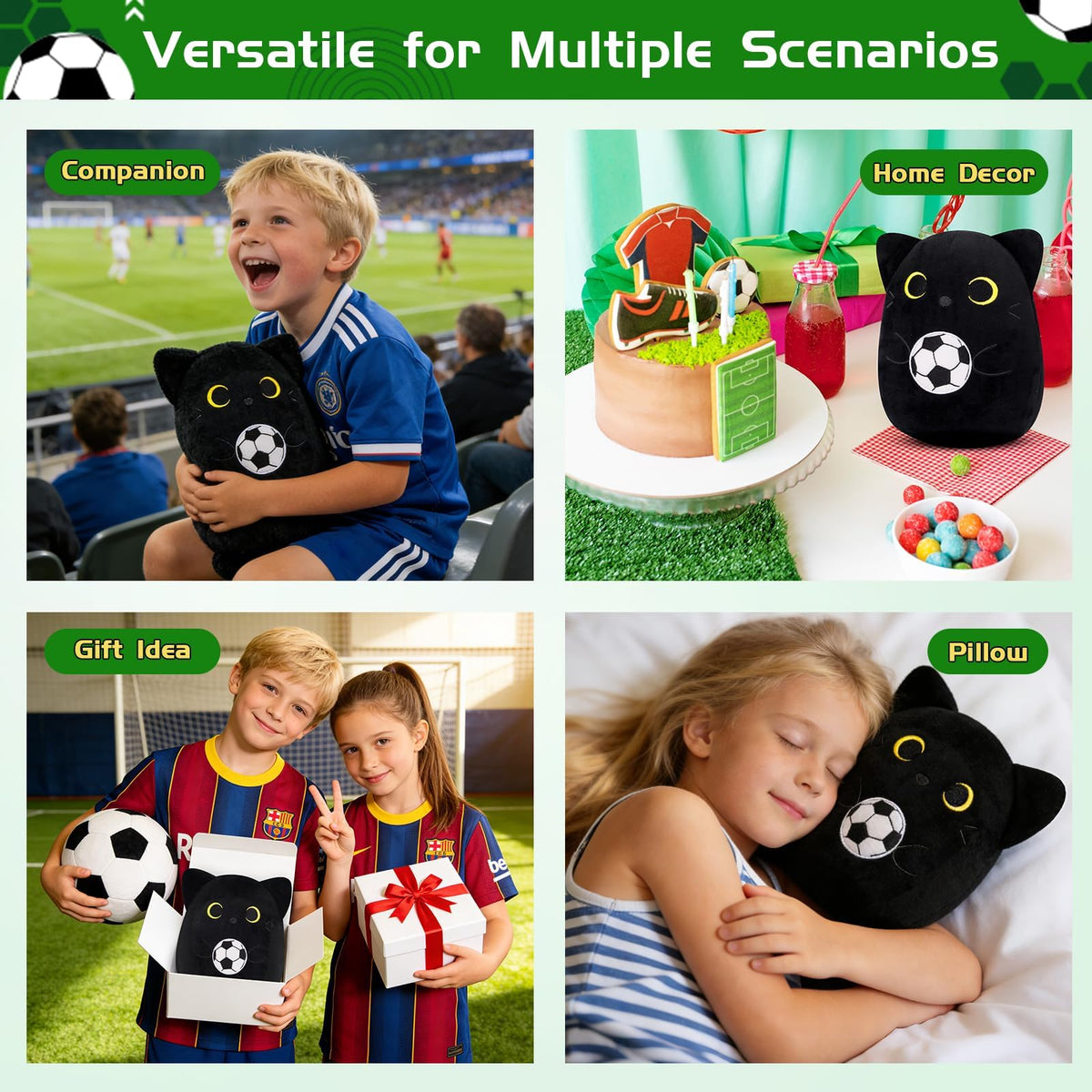 LSYDCARM Black Cat Plush Toy with Soccer Ball – 8-Inch World Cup 2026 Edition
