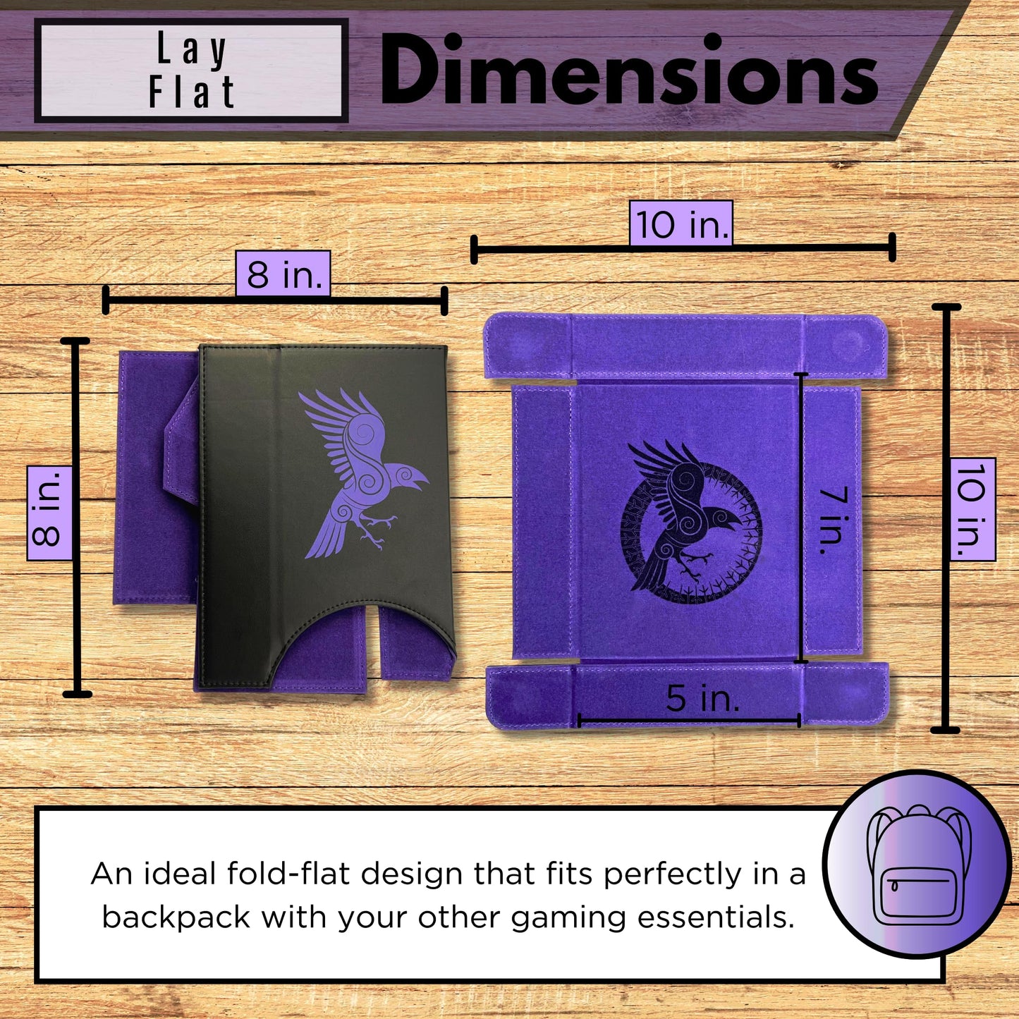 Luck Lab Folding Dice Tower & Tray for RPG Tabletop — Raven Design, Black and Purple