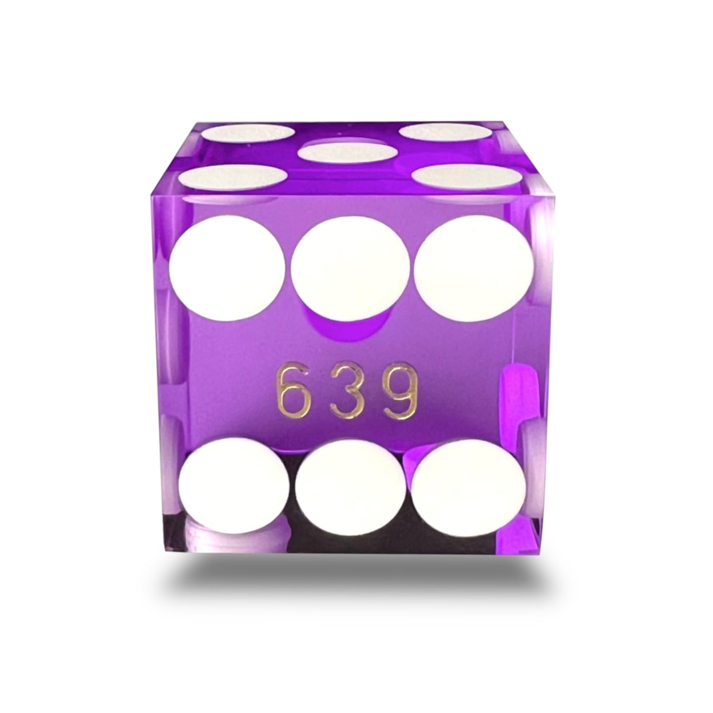 Luck Lab Grade AAA 19mm Casino Dice with Razor Edges and Matching Serial Numbers - 5-pack + Leather Case (Purple)
