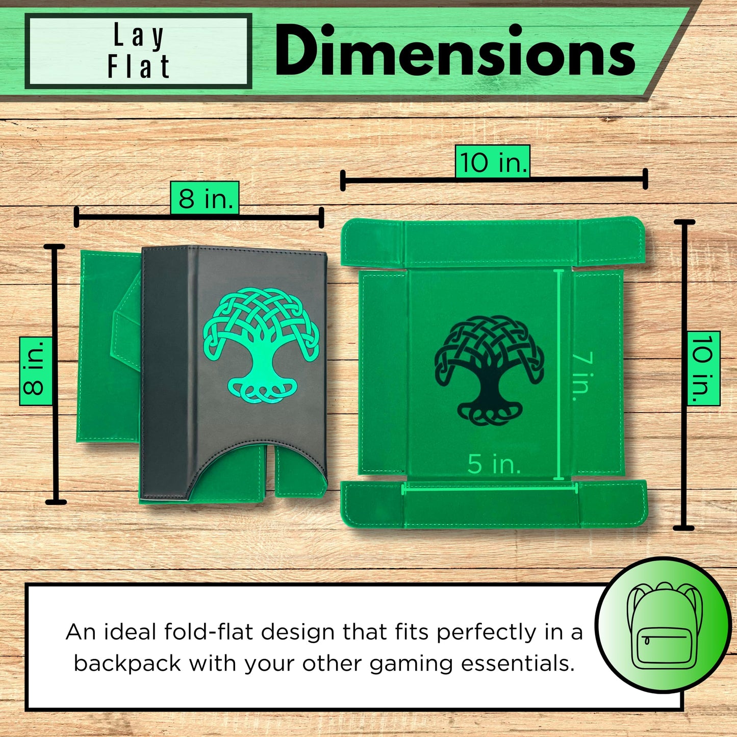 Luck Lab Folding Dice Tower and Tray for RPG Tabletop – Black/Green, Tree of Life Design