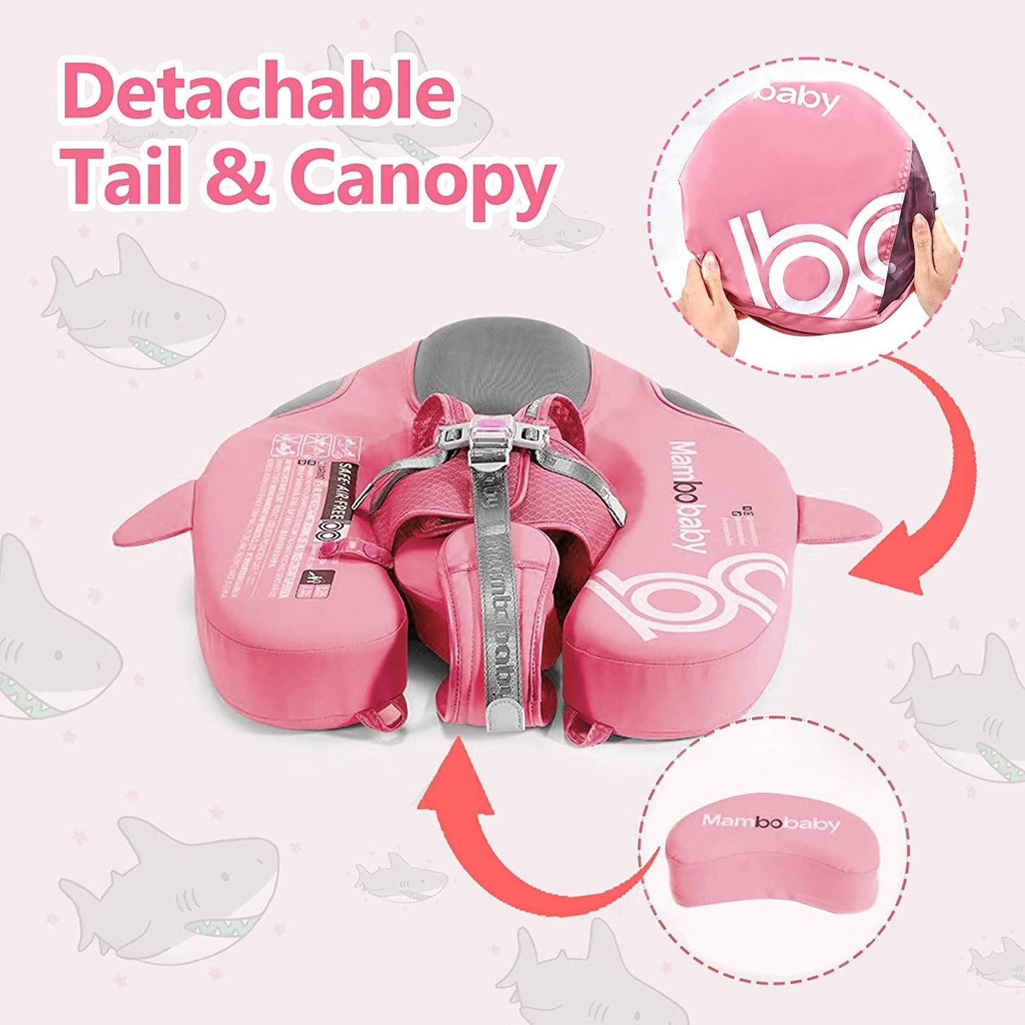 Luckclubtojoy Mambobaby Narwhal Pink Float with Canopy & Tail – Non-Inflatable Baby Pool Float