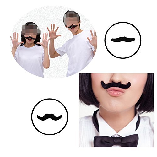 LuckyStar365 24 Pcs Novelty Fake Mustaches – Self-Adhesive Party Disguises