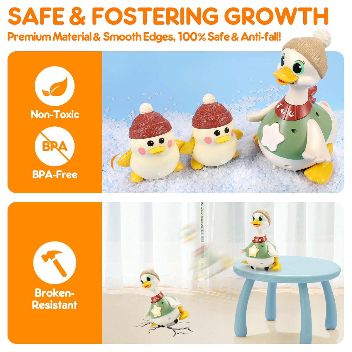 LUDILO Musical Crawling Duck Toy for 6-12 Months | Baby Sensory Toy