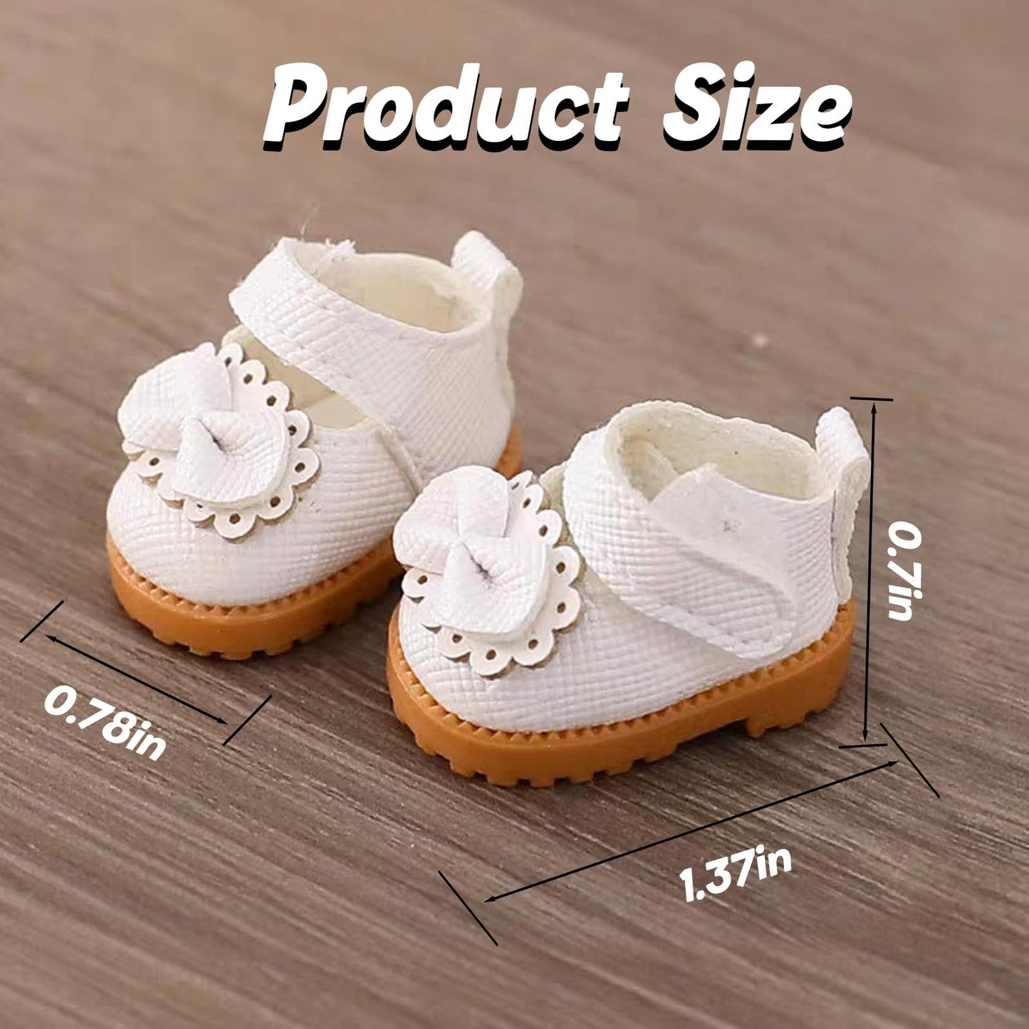 Lukax Mini Doll Shoes – White Bow Leather Shoes for 15/17 cm Dolls (1 Pair)