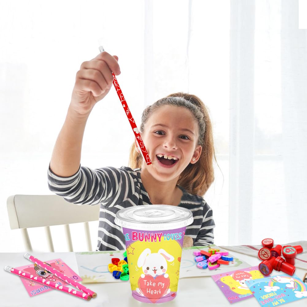 LUKBERA Valentine's Day Gifts for Kids — 24-Pack Classroom Stationery Set