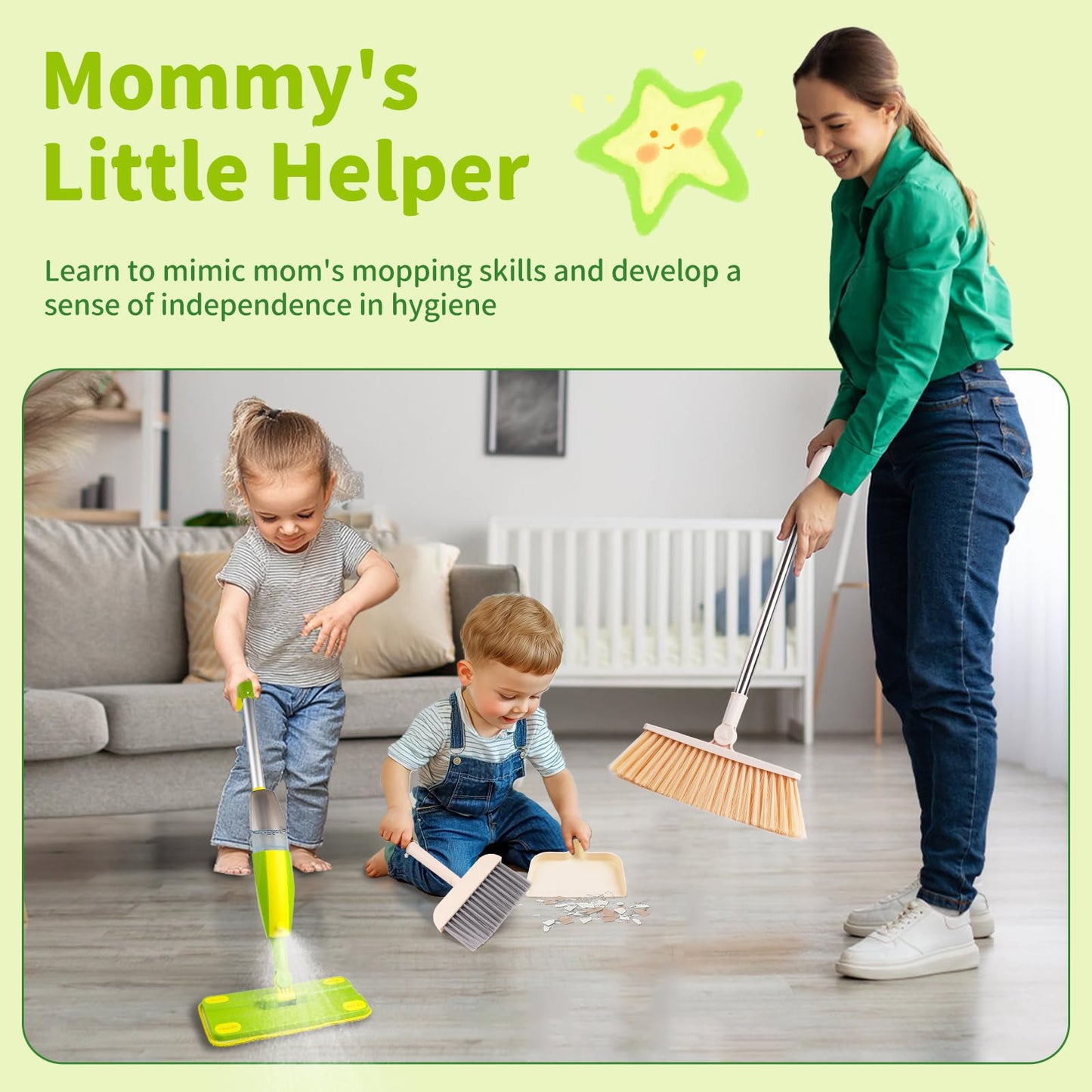 Lullulii Kids Spray Mop – Real Working Mini Mop & Toddler Cleaning Set