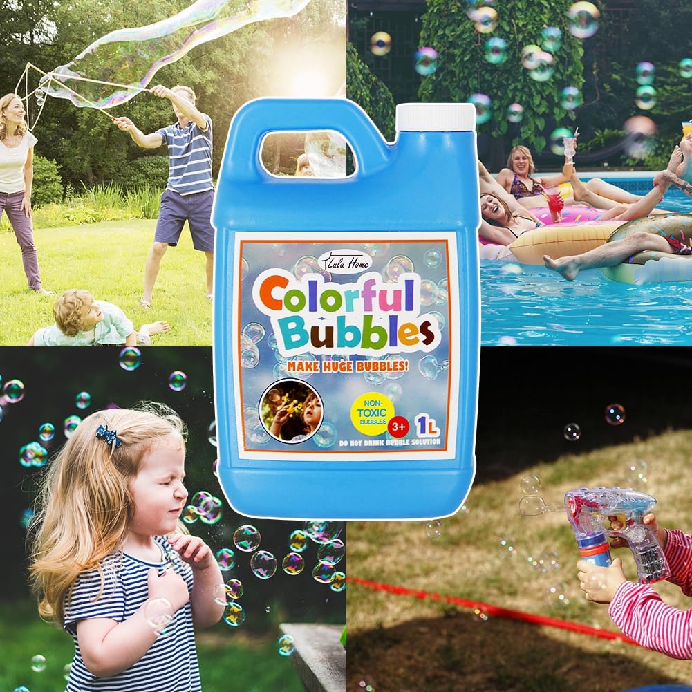 Lulu Home 2 Pack Bubble Solution (2 L Each) – Giant Bubble Wand & Blower for Parties