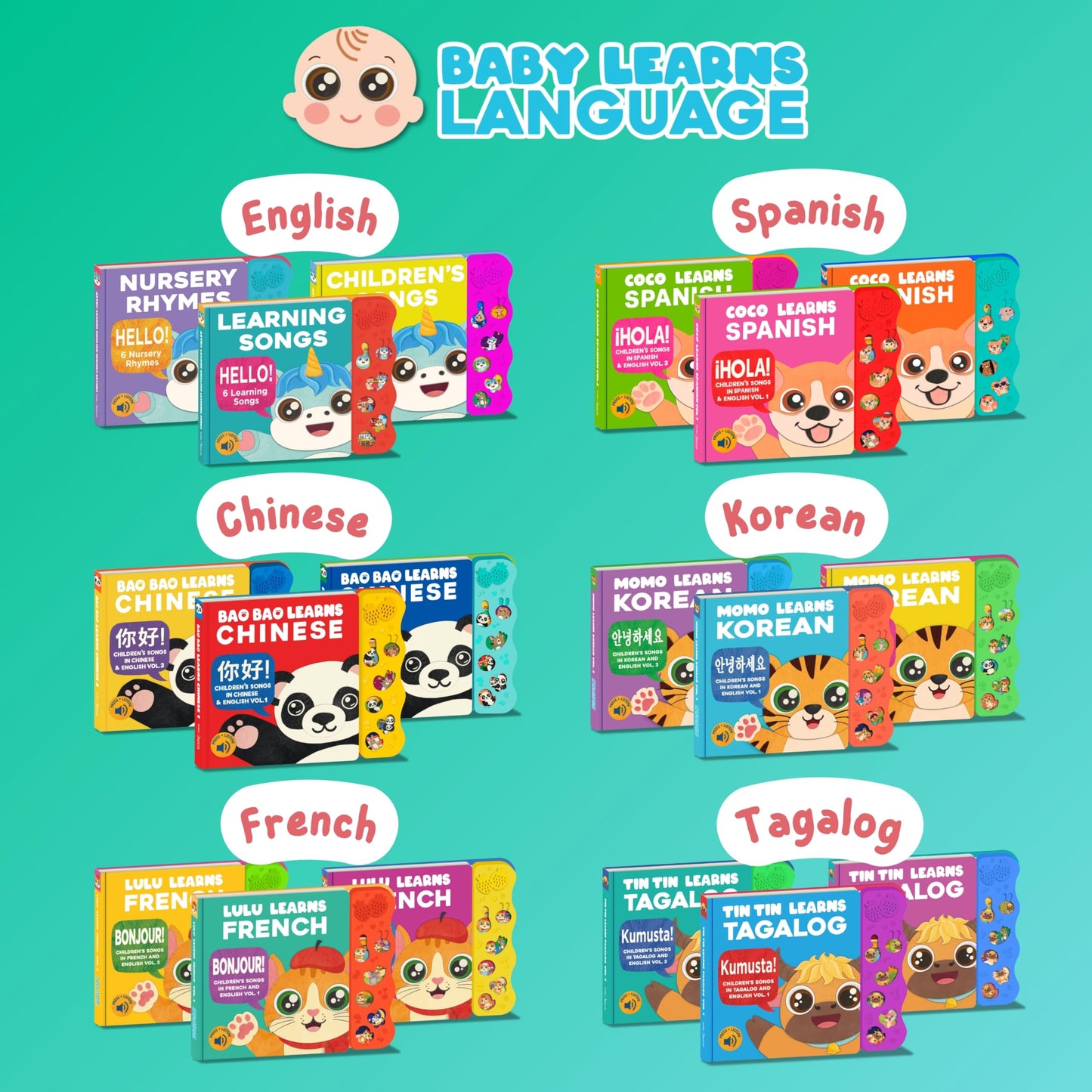 Lulu Learns French: Musical Baby Book for Toddlers | Bilingual Interactive Toy