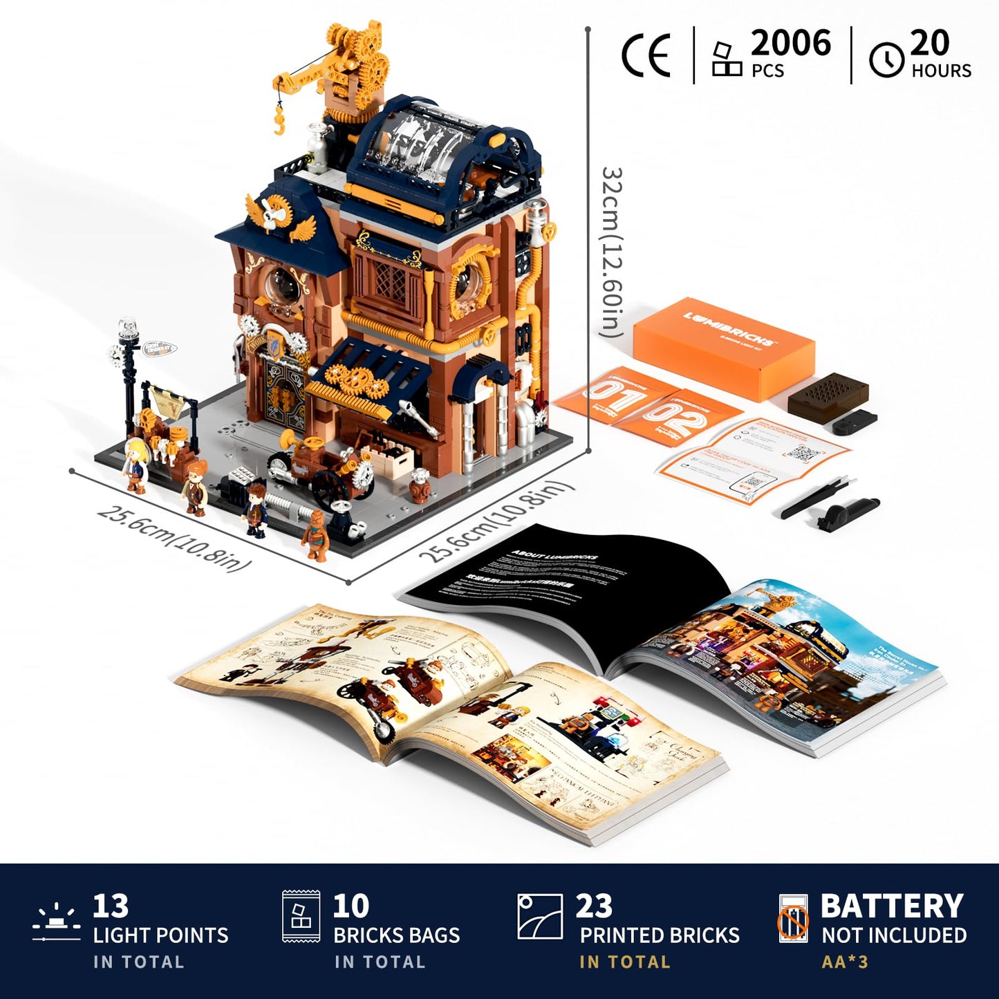 Lumibricks Sky-Lane Repair Shop: 2006-Piece Steampunk Lighting Building Set | Aeronauts Collection