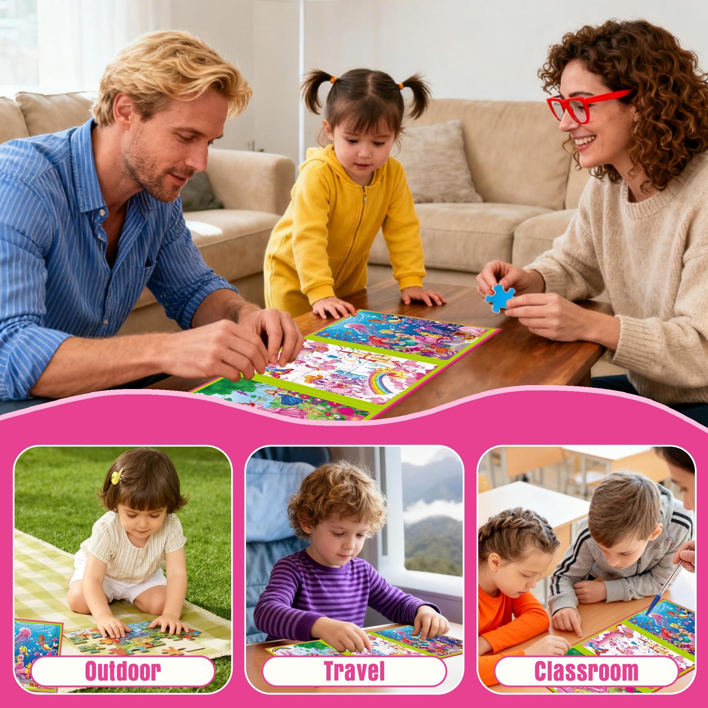 Lumikidz Magnetic Unicorn Mermaid Puzzle — 20-Piece Travel Toy for Ages 3–6