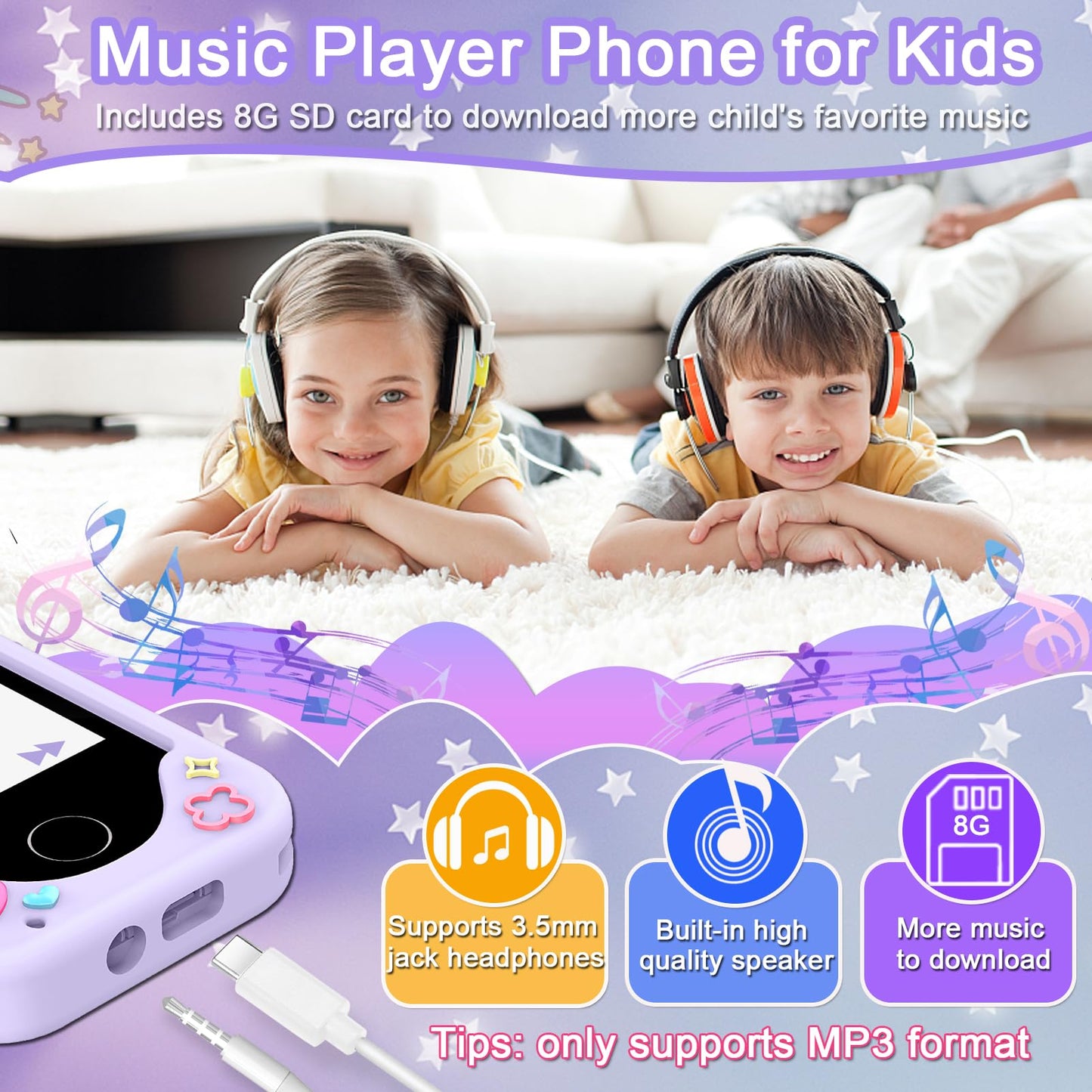 Luoba Kids Smart Phone for Girls – 2.8-inch Touchscreen Learning Toy with Dual Camera, 8GB, Gift for Ages 3–10