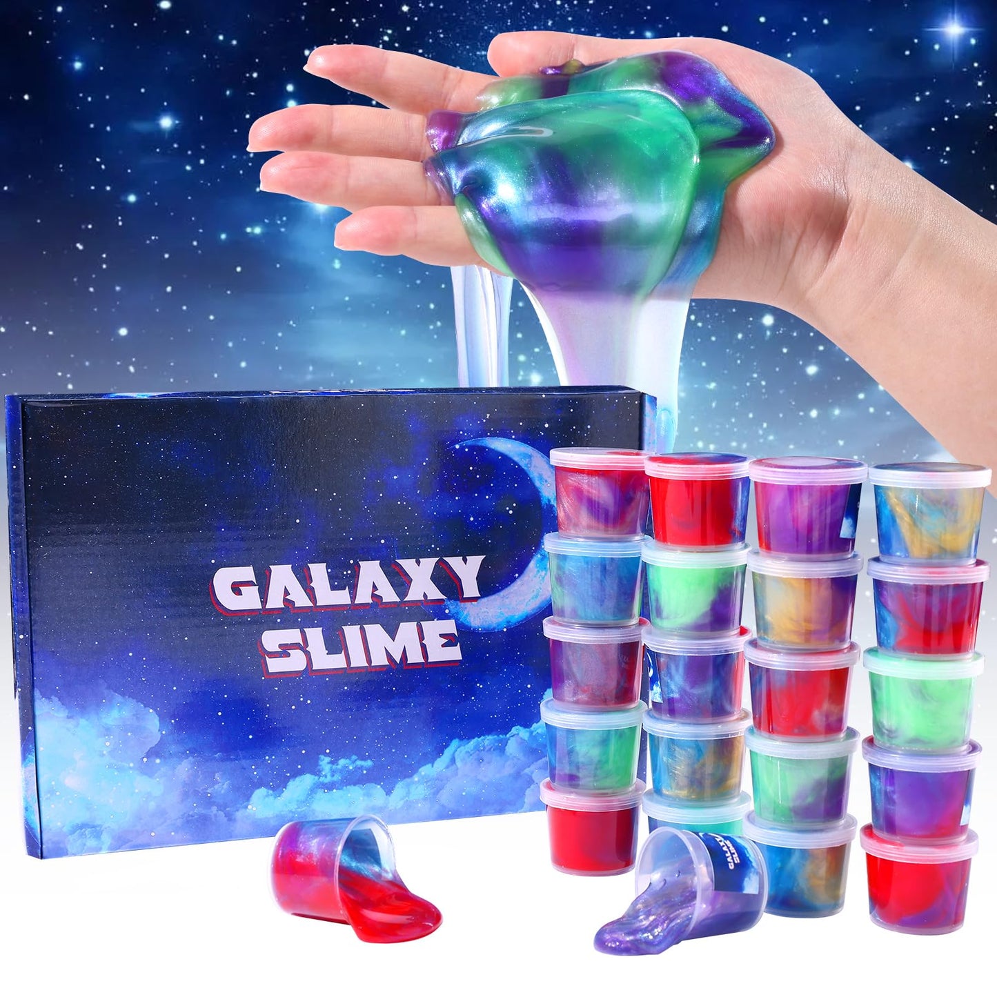 Luskidol Galaxy Slime 24pack – Party Favors, DIY Stress Relief Putty Toy