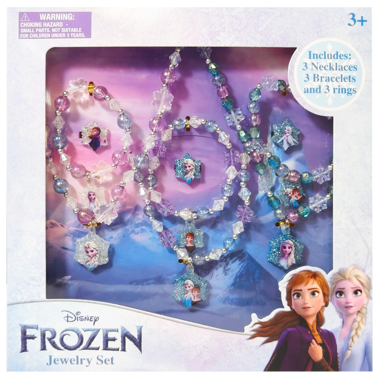 LUV HER Frozen Girls Jewelry Set — 9-Piece Dress-Up Box with Bead Necklaces, Bracelets, and Rings | Ages 3+