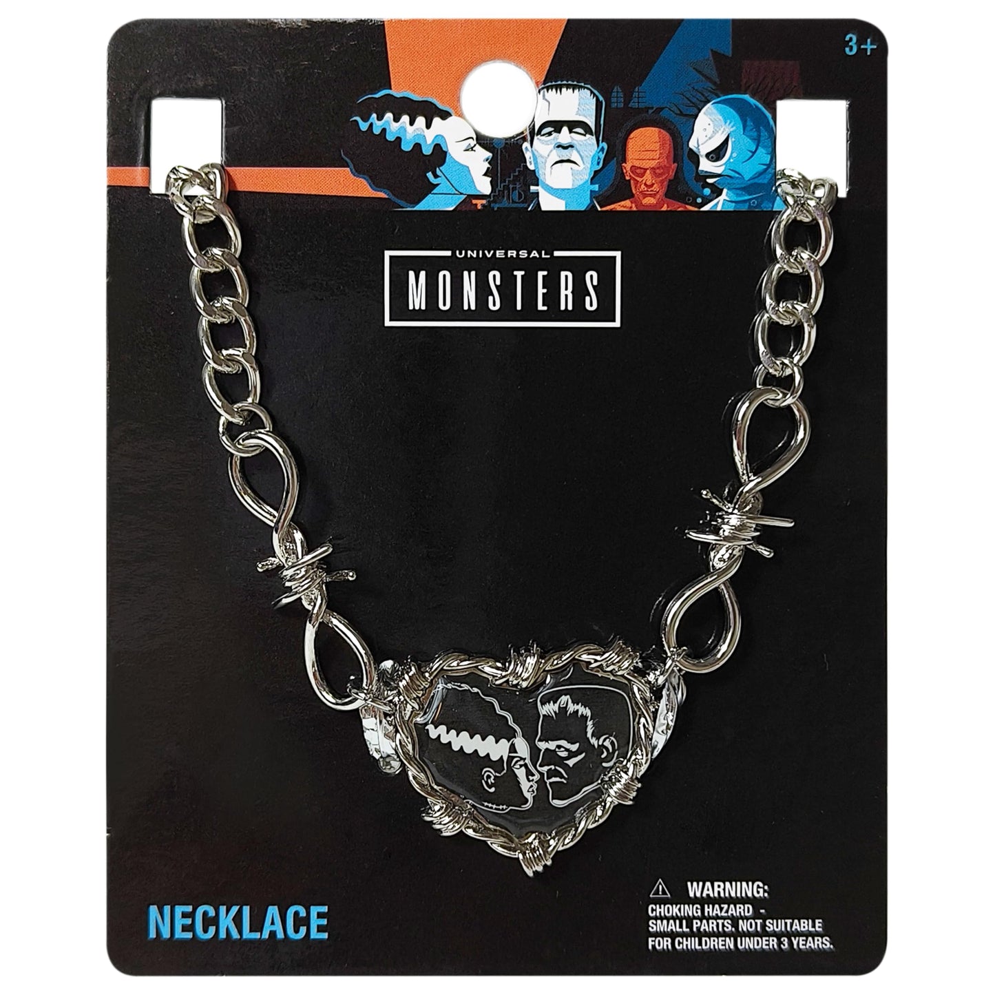 LUV HER Kids Universal Monsters Necklace – Frankenstein & Bride of Frankenstein Heart Pendant