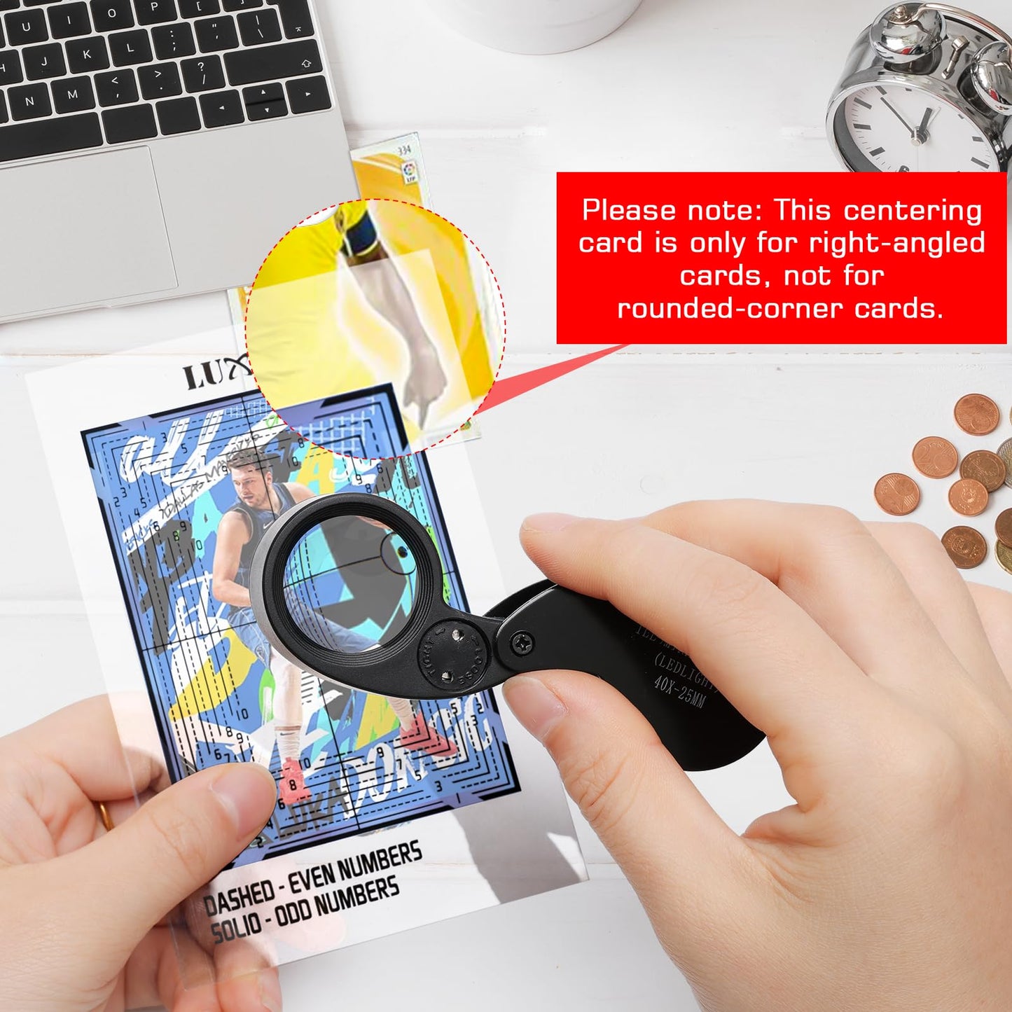 Luxiv Card Grading Centering Tool Kit — 30X Magnifier, Right-Angle Guide, 2 Soft Cloths
