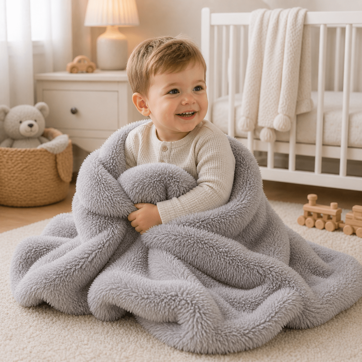 Luxury Faux Fur Baby / Toddler Blanket - Grey