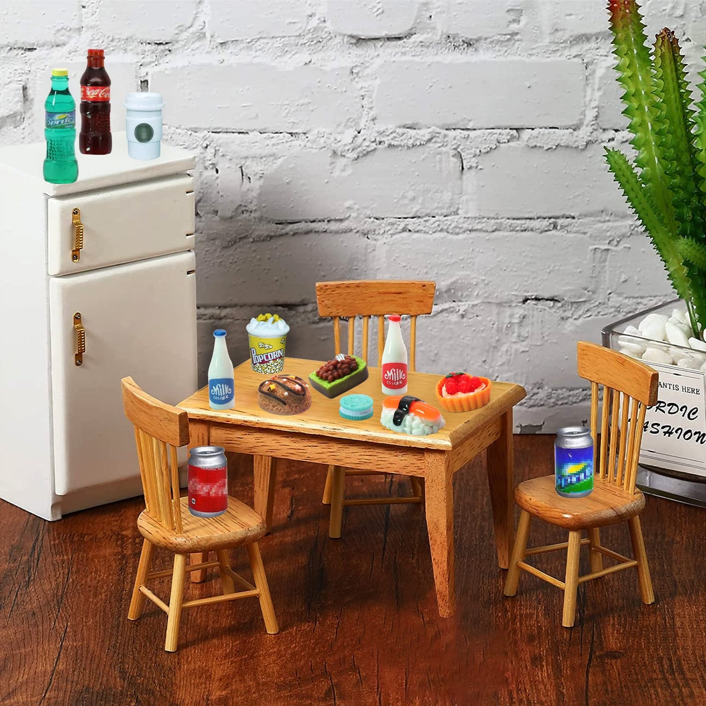 LUYI 80-Piece Mini Food & Drink Set for Dollhouse Kitchen – Resin Play Food Toys