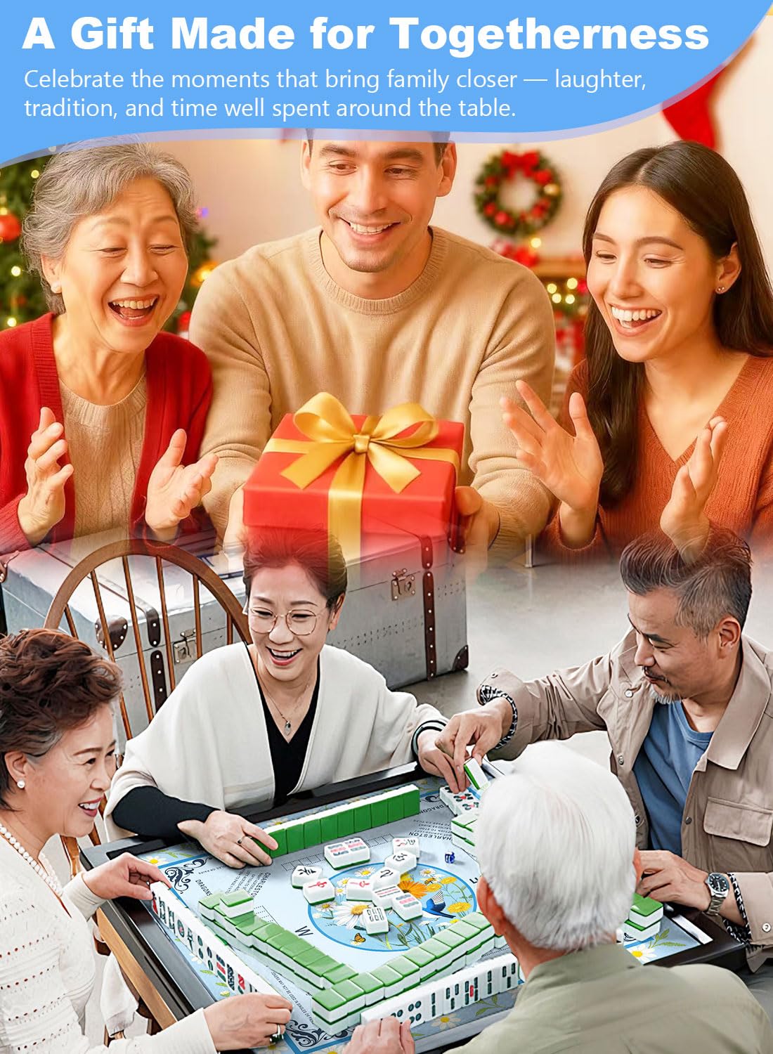 LUYULAKI Large Mahjong Mat 33.1in x 33.1in | Quiet Non-Slip Table Cover for American Mah Jongg