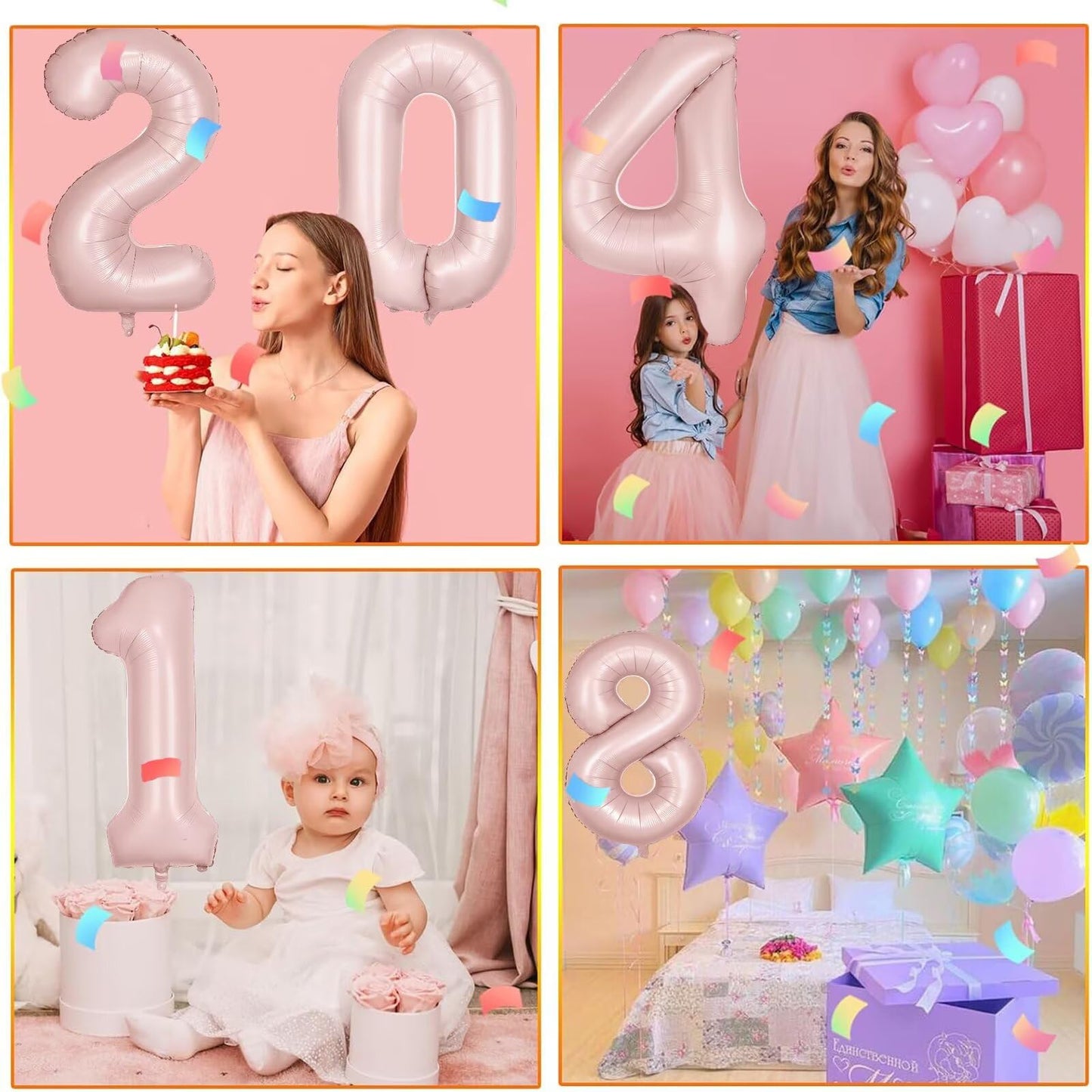 LVMOQIQIU 40 Inch Pink Number 8 Balloon – Matte Foil Large 8 Balloon for Birthday, Wedding & Parties